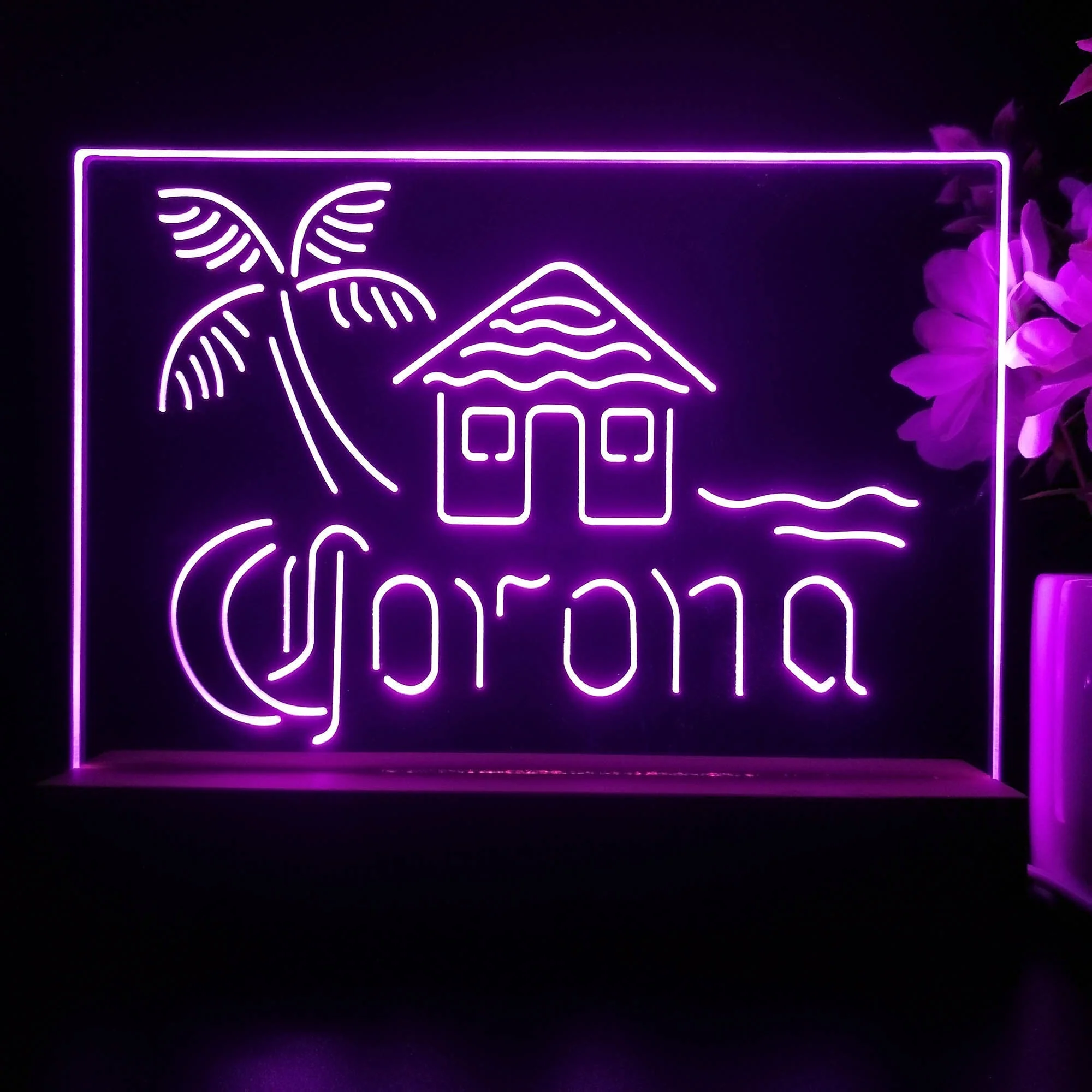 Coronas Cabin Island Palm Tree Neon Sign Pub Bar Lamp - Image 3