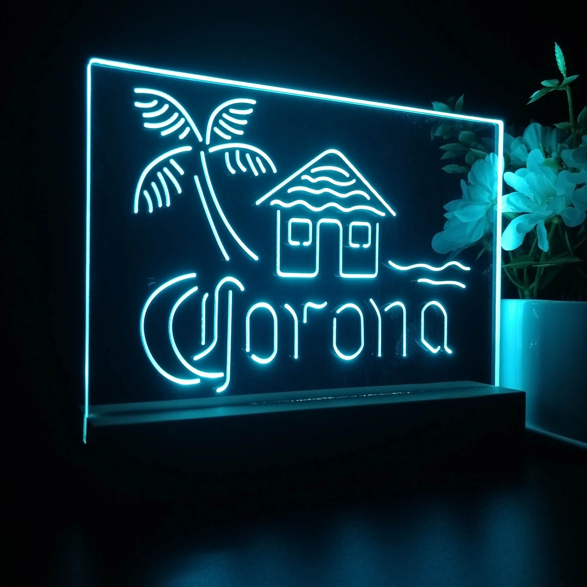 Coronas Cabin Island Palm Tree Neon Sign Pub Bar Lamp - Image 6