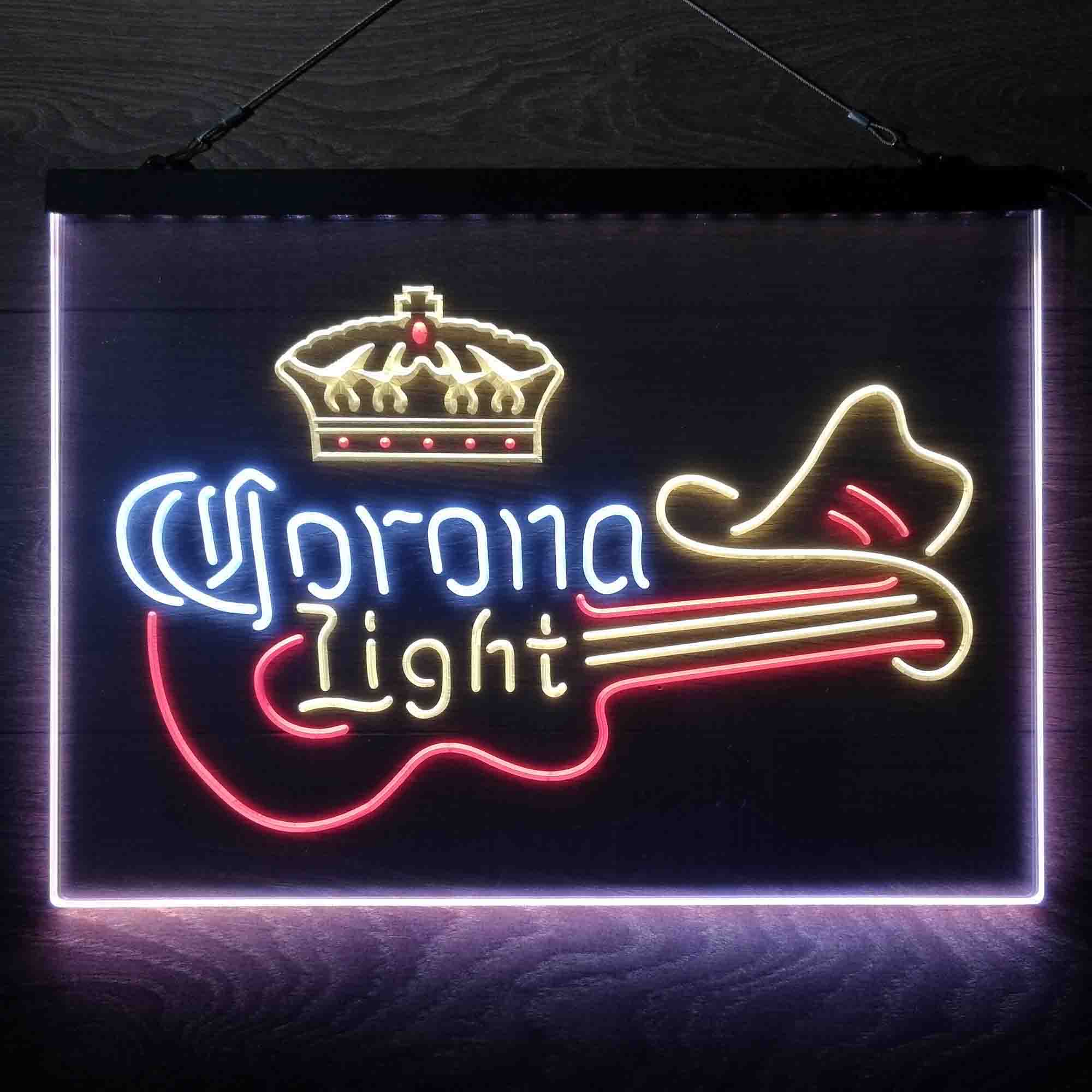 Coronas Light Guitar Cowboy Hat Neon 3-Color LED Sign - Image 10