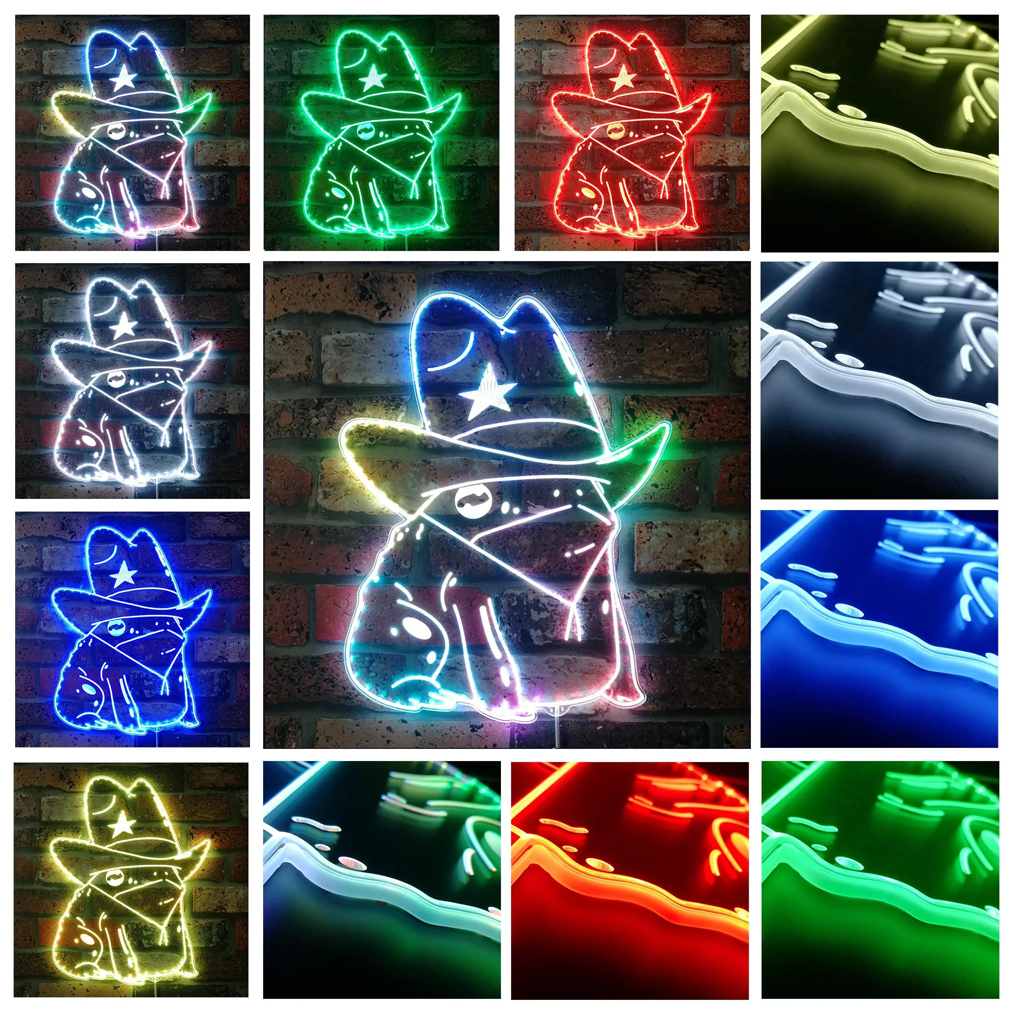 Cowgirl Frog Neon LED Sign with Dynamic RGB Colors - Image 2