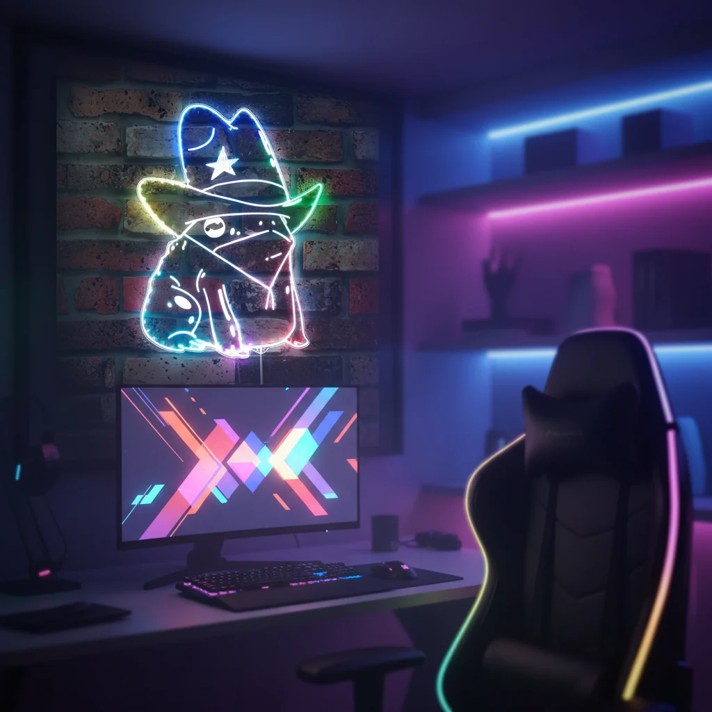 Cowgirl Frog Neon LED Sign with Dynamic RGB Colors - Image 8