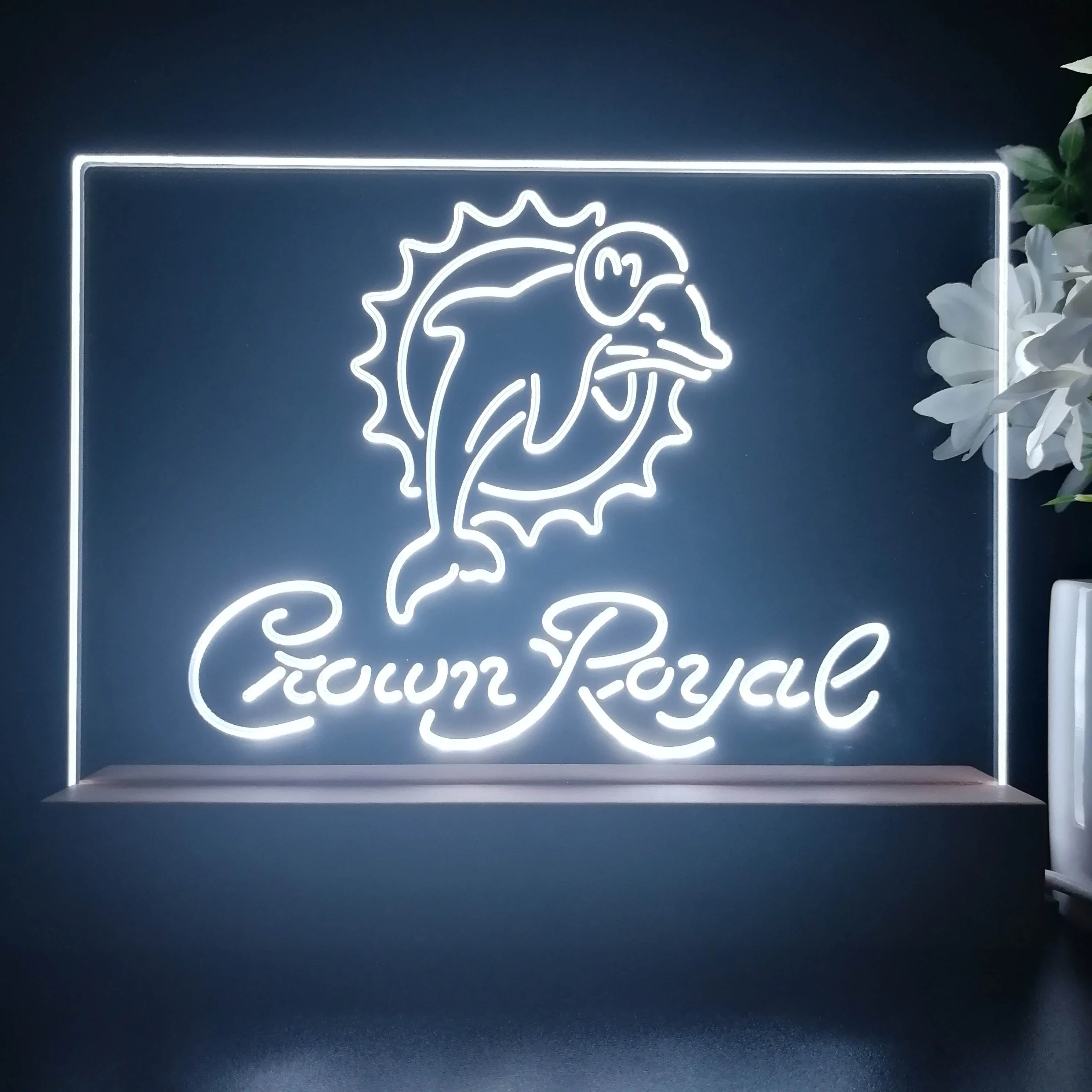 Crown Royal Bar Miami Dolphins Est. 1966 Night Light Pub Bar Lamp - Image 3