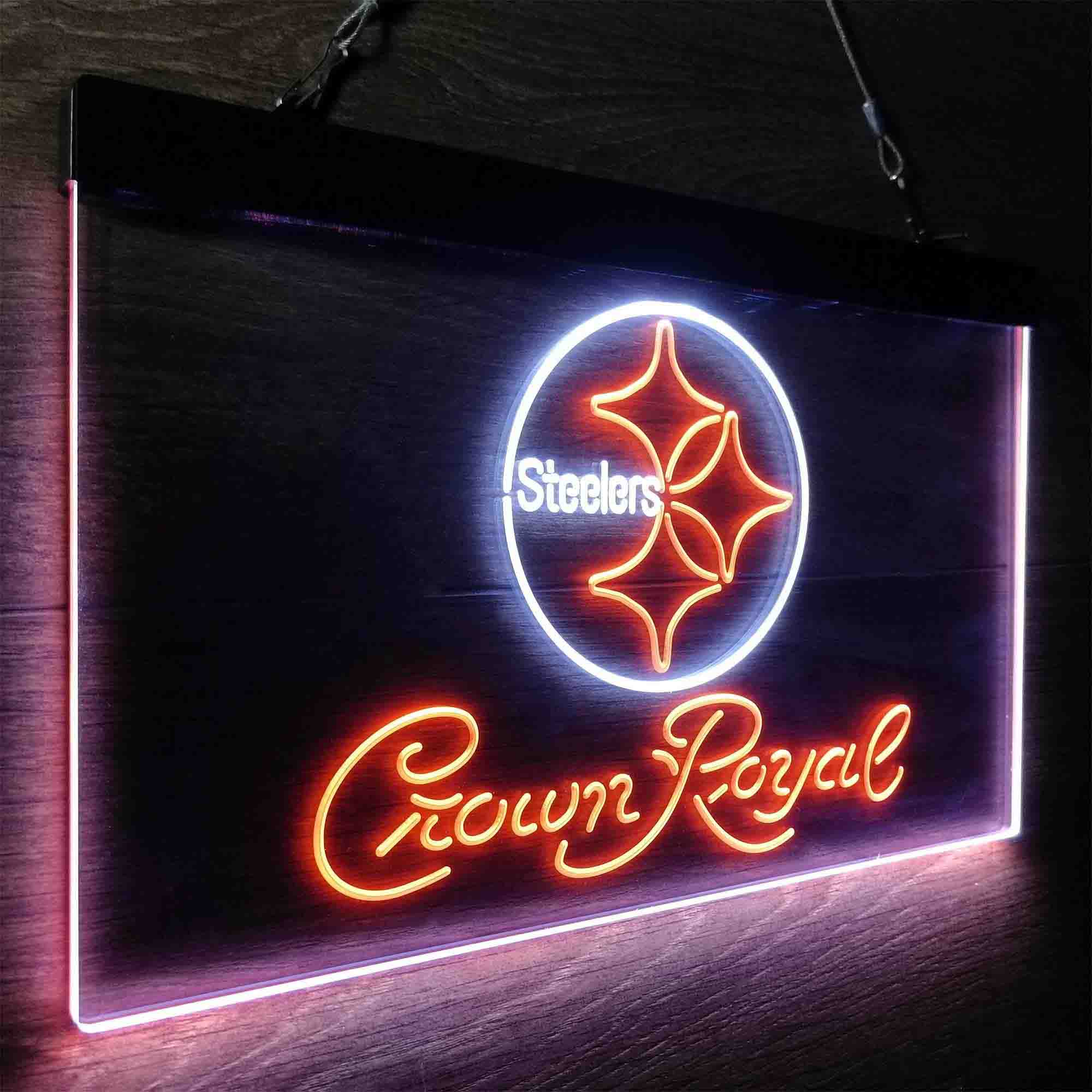 Crown Royal Bar Pittsburgh Steelers Est. 1933 Neon-Like LED Sign - Image 22