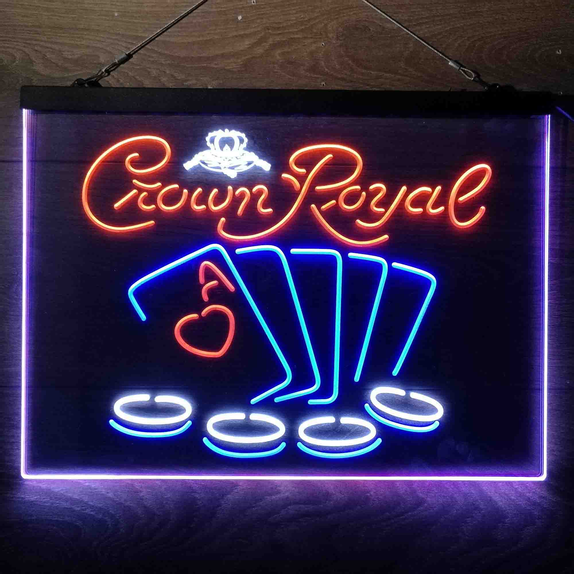 Crown Royal Casino Poker Neon 3-Color LED Sign - Image 6