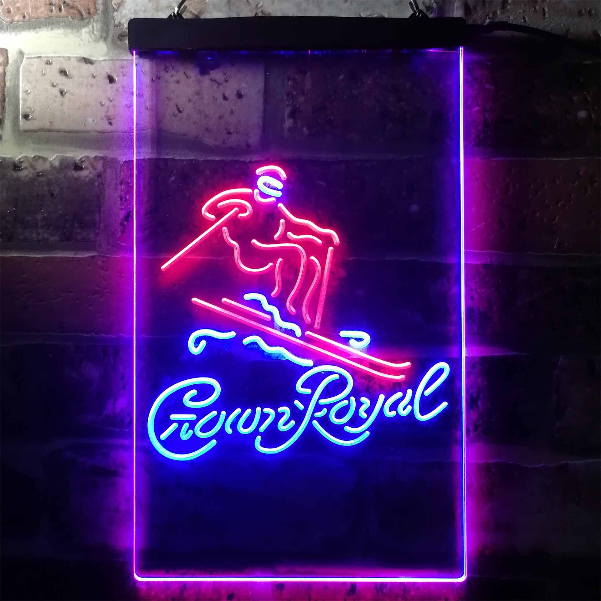 Crown Royal Ice Skiing Home Bar Neon Light LED Sign - Image 5