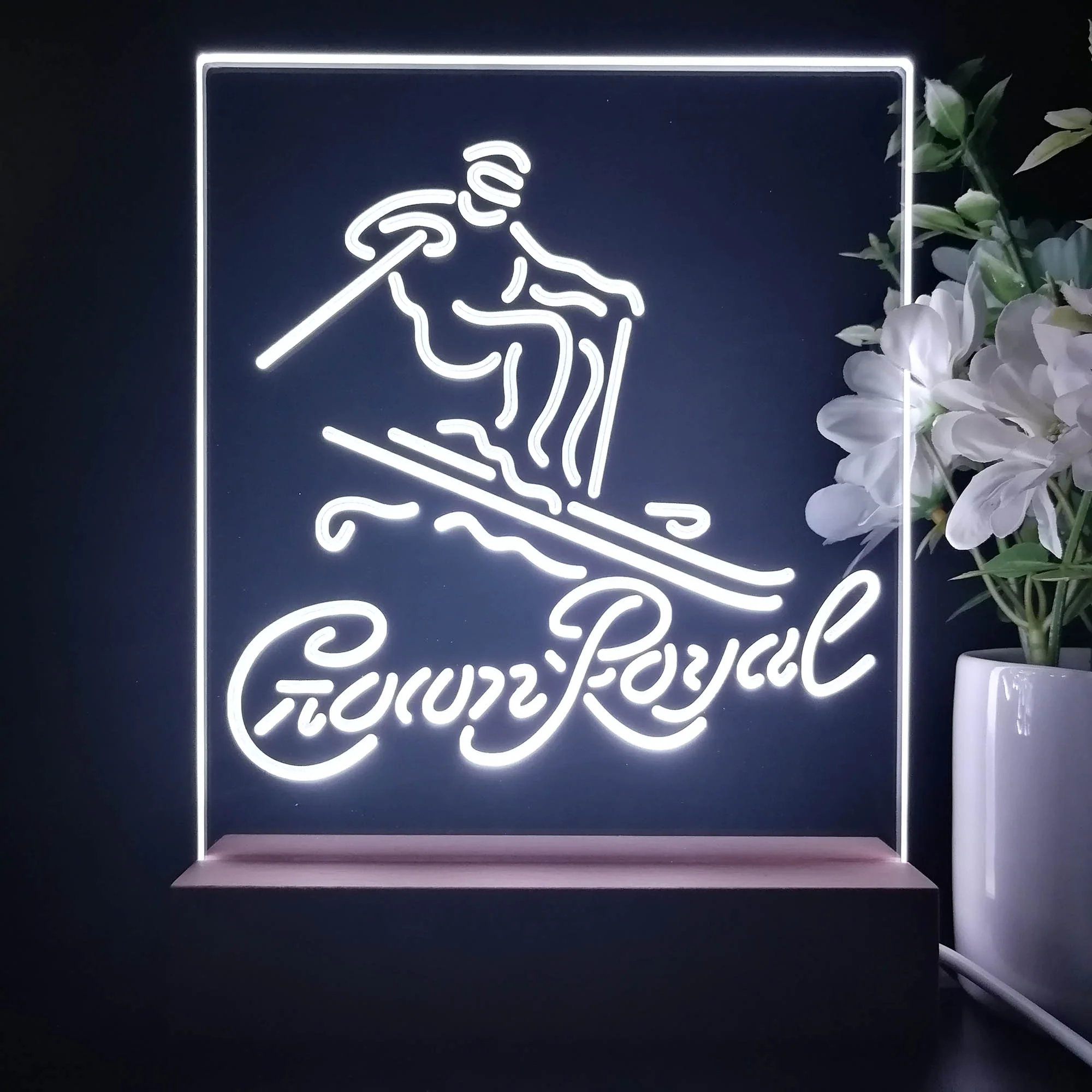 Crown Royal Ice Skiing Night Light Neon Pub Bar Lamp