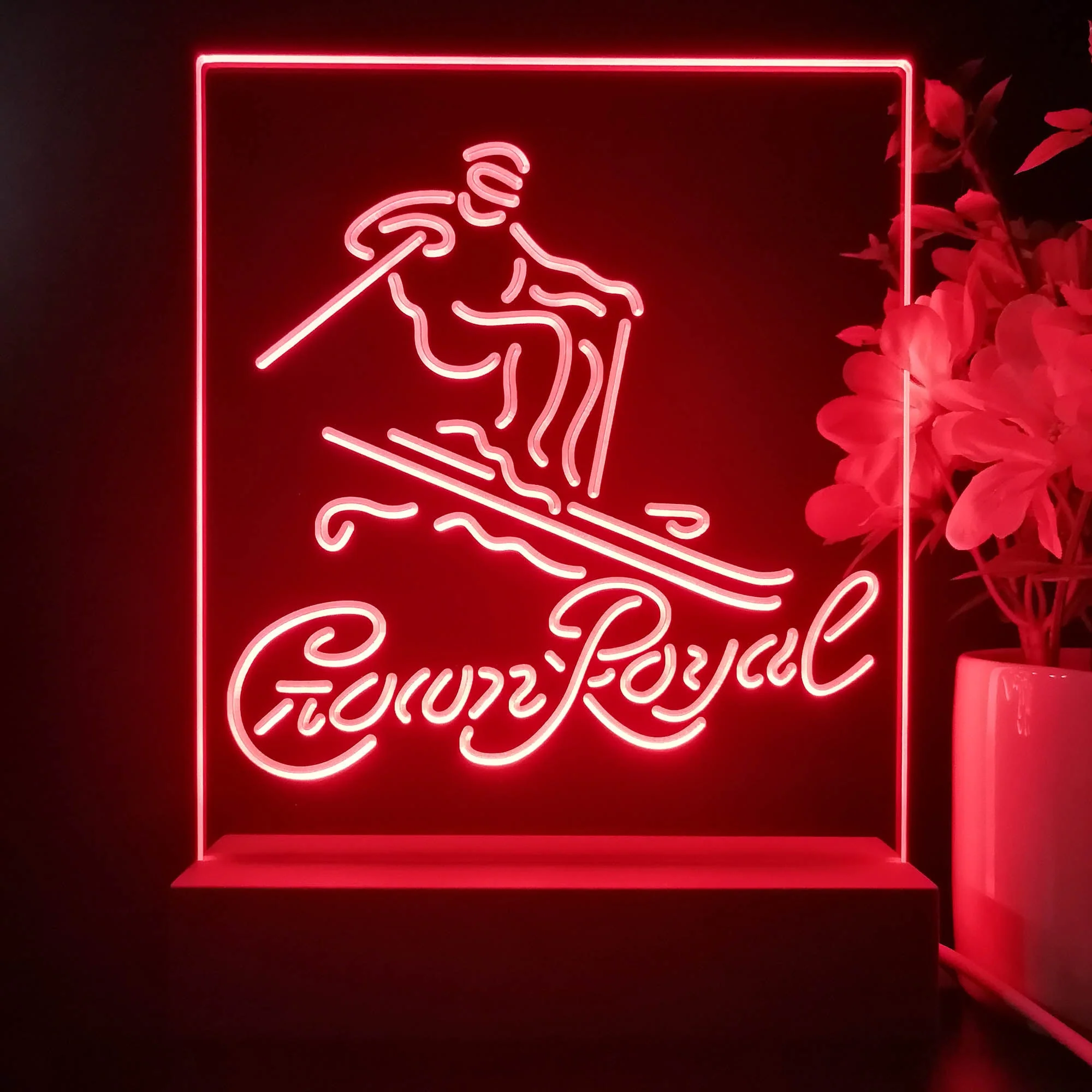 Crown Royal Ice Skiing Night Light Neon Pub Bar Lamp - Image 4