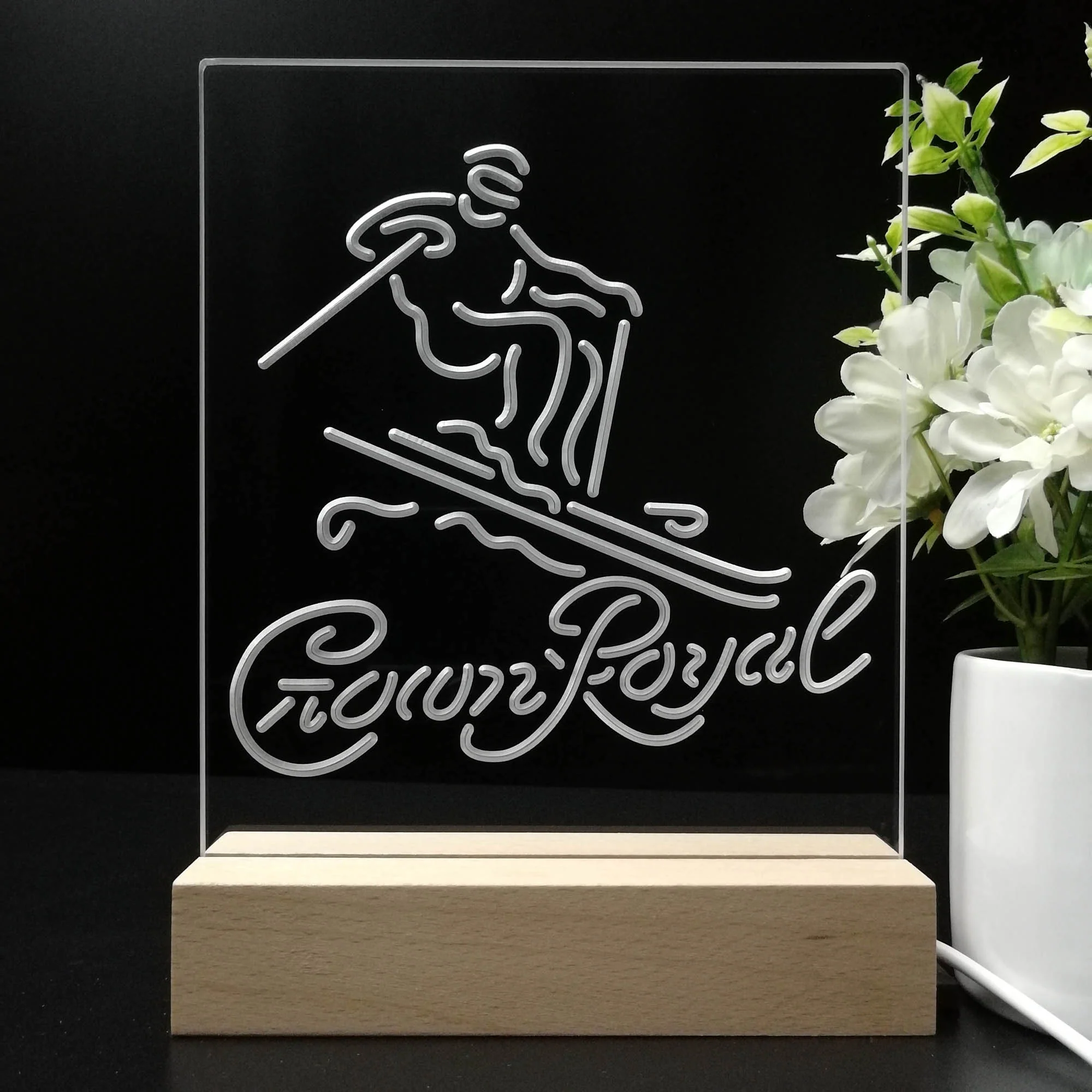 Crown Royal Ice Skiing Night Light Neon Pub Bar Lamp - Image 8
