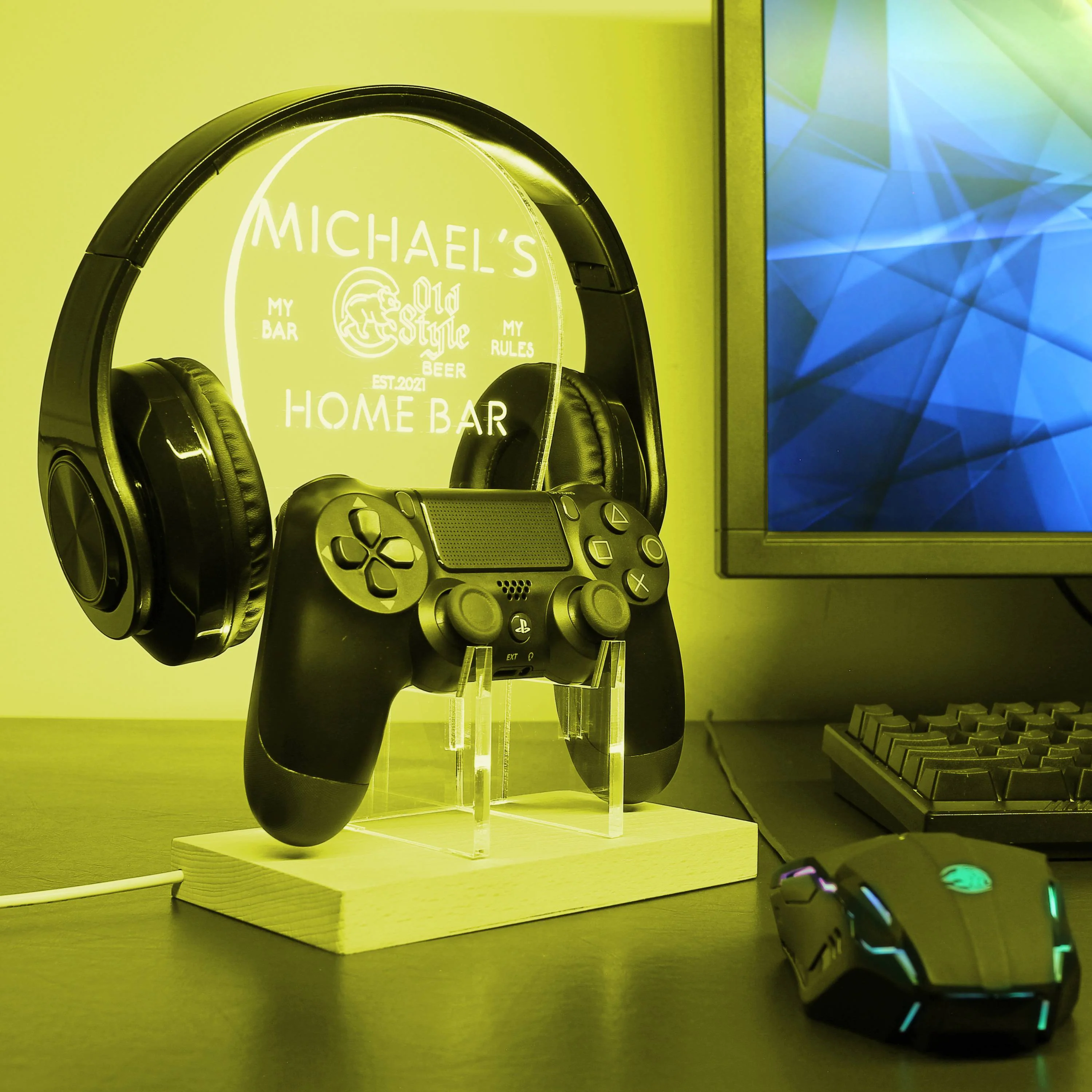 Cubs Old Style Personalized RGB LED Gaming Headset Controller Stand - Image 4