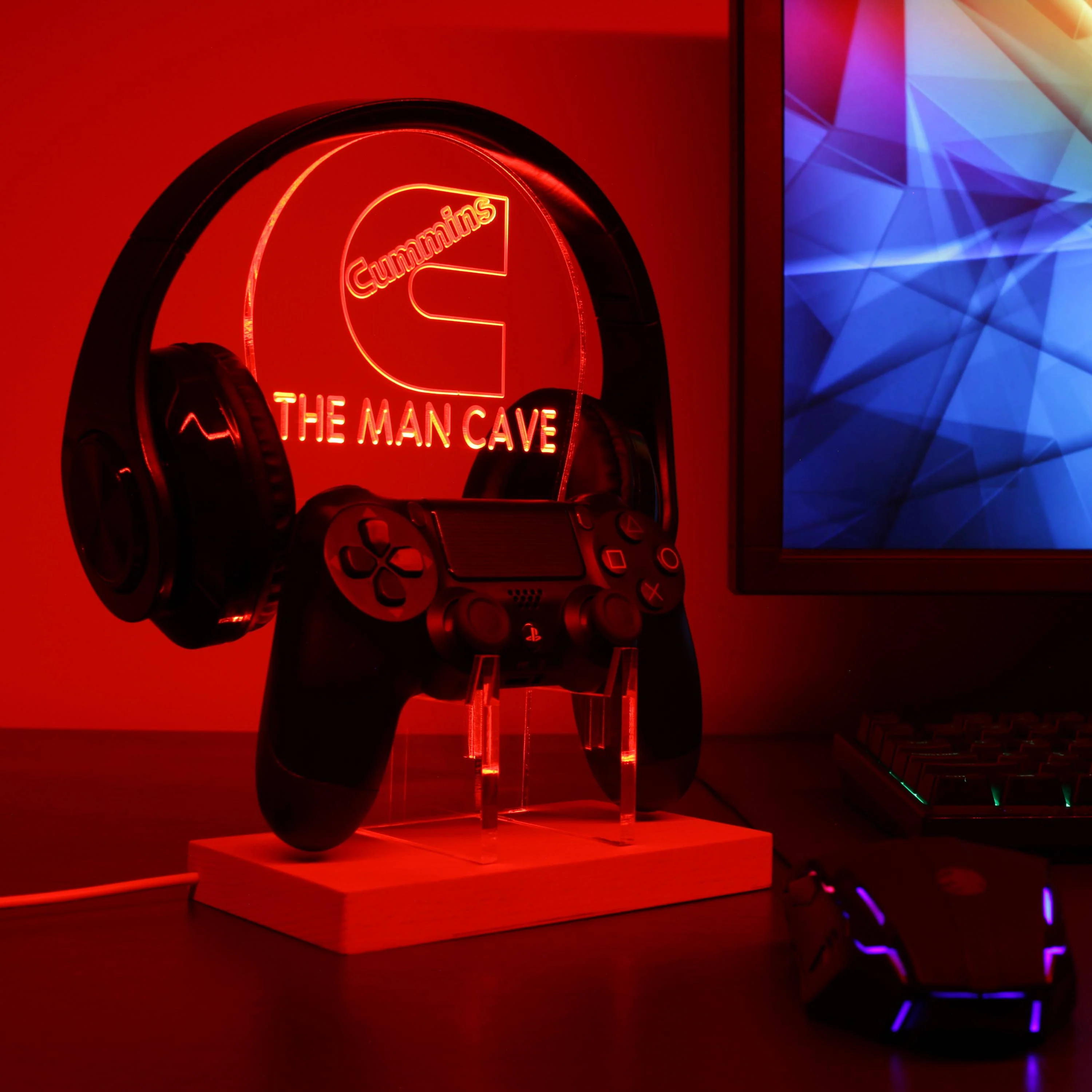 Cummins Truck Custom Personalized RGB LED Gaming Headset Controller Stand - Image 6