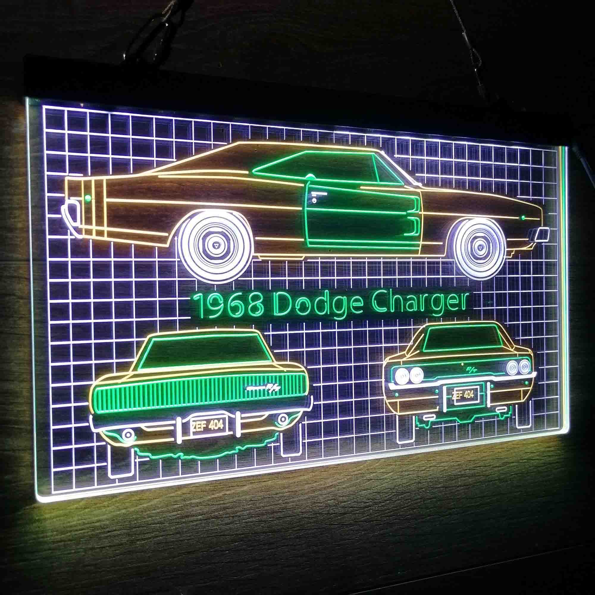 Custom 1968 Dodge Car Garage Blueprint Neon LED Sign 3 Colors - Image 5