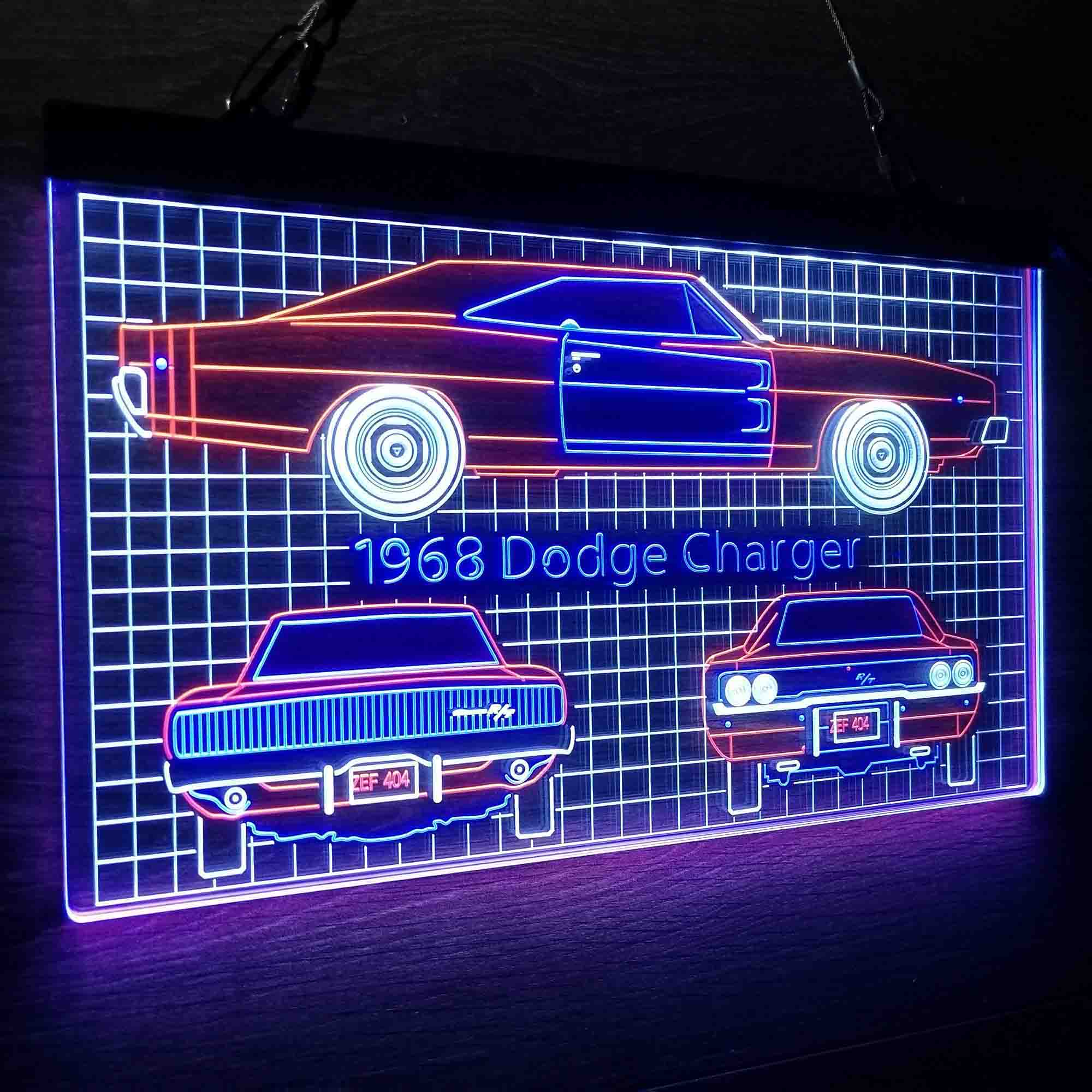 Custom 1968 Dodge Car Garage Blueprint Neon LED Sign 3 Colors - Image 8
