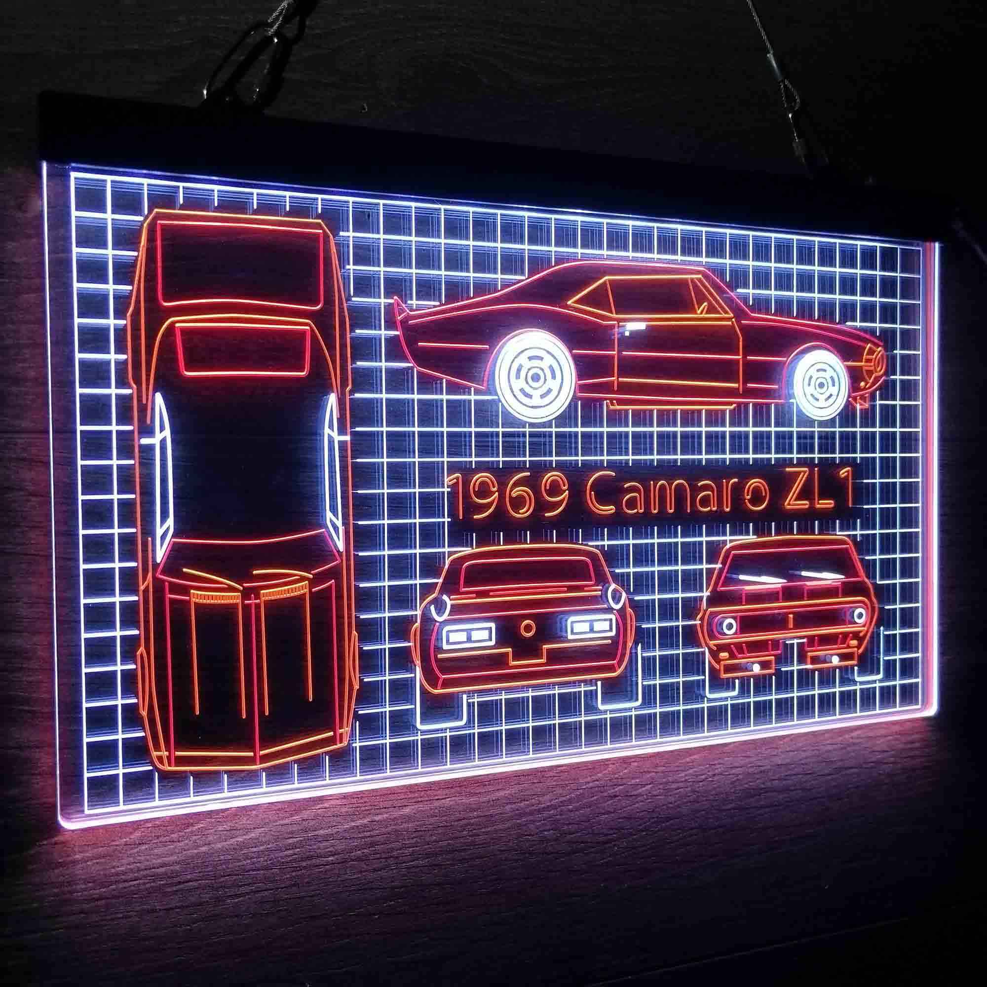 Custom Camero Car Garage Blueprint Neon LED Sign 3 Colors - Image 11