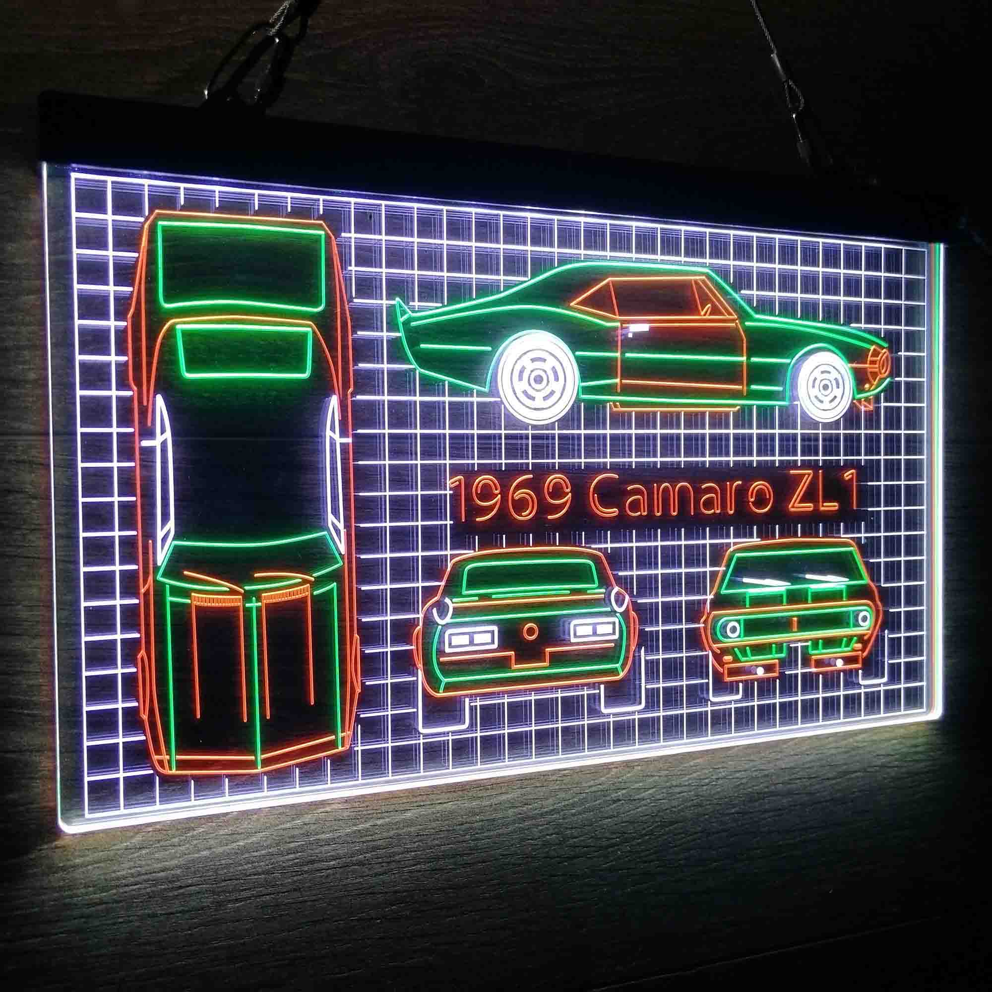 Custom Camero Car Garage Blueprint Neon LED Sign 3 Colors - Image 12