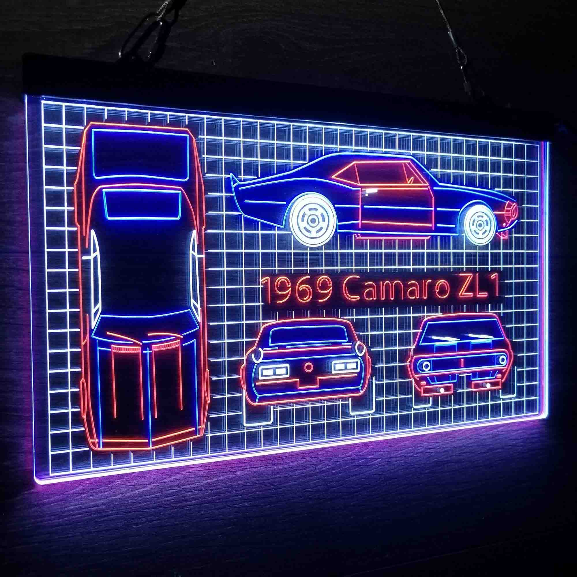 Custom Camero Car Garage Blueprint Neon LED Sign 3 Colors - Image 13