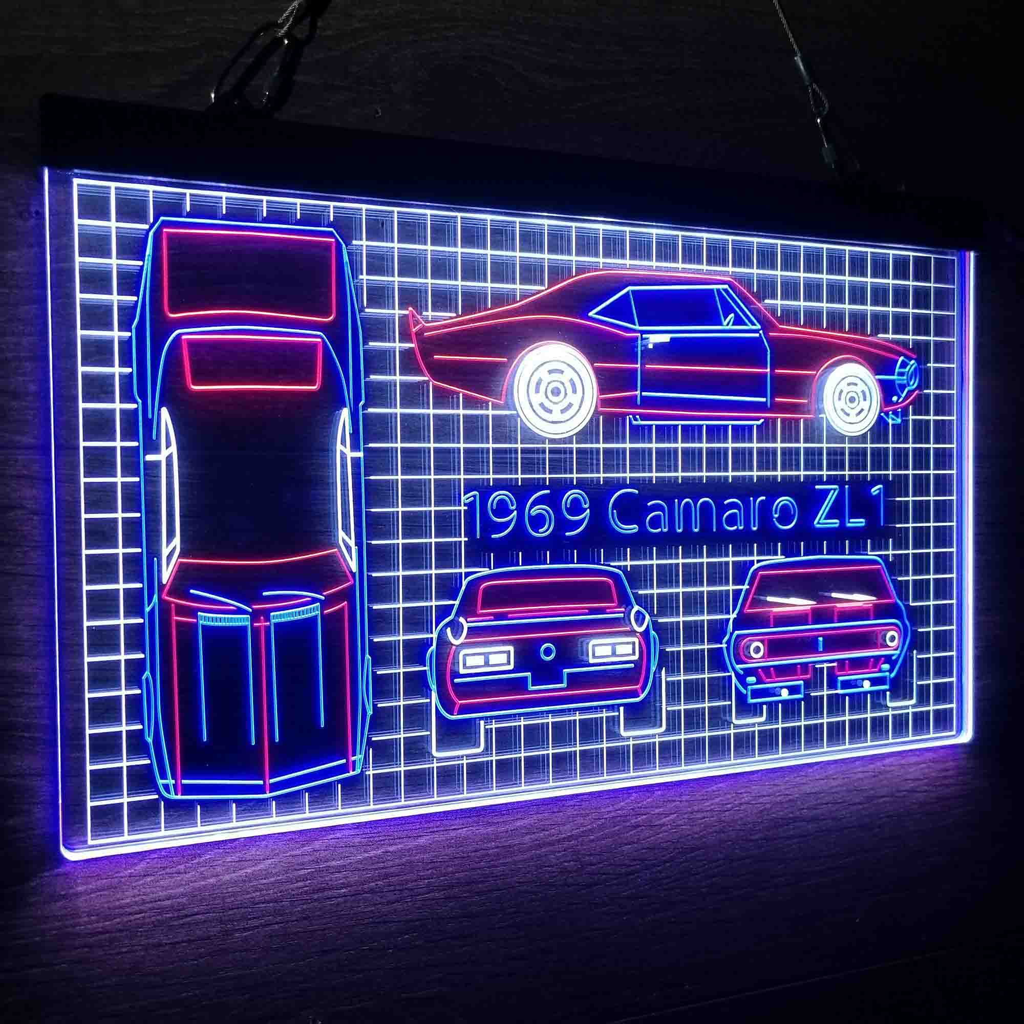 Custom Camero Car Garage Blueprint Neon LED Sign 3 Colors - Image 4