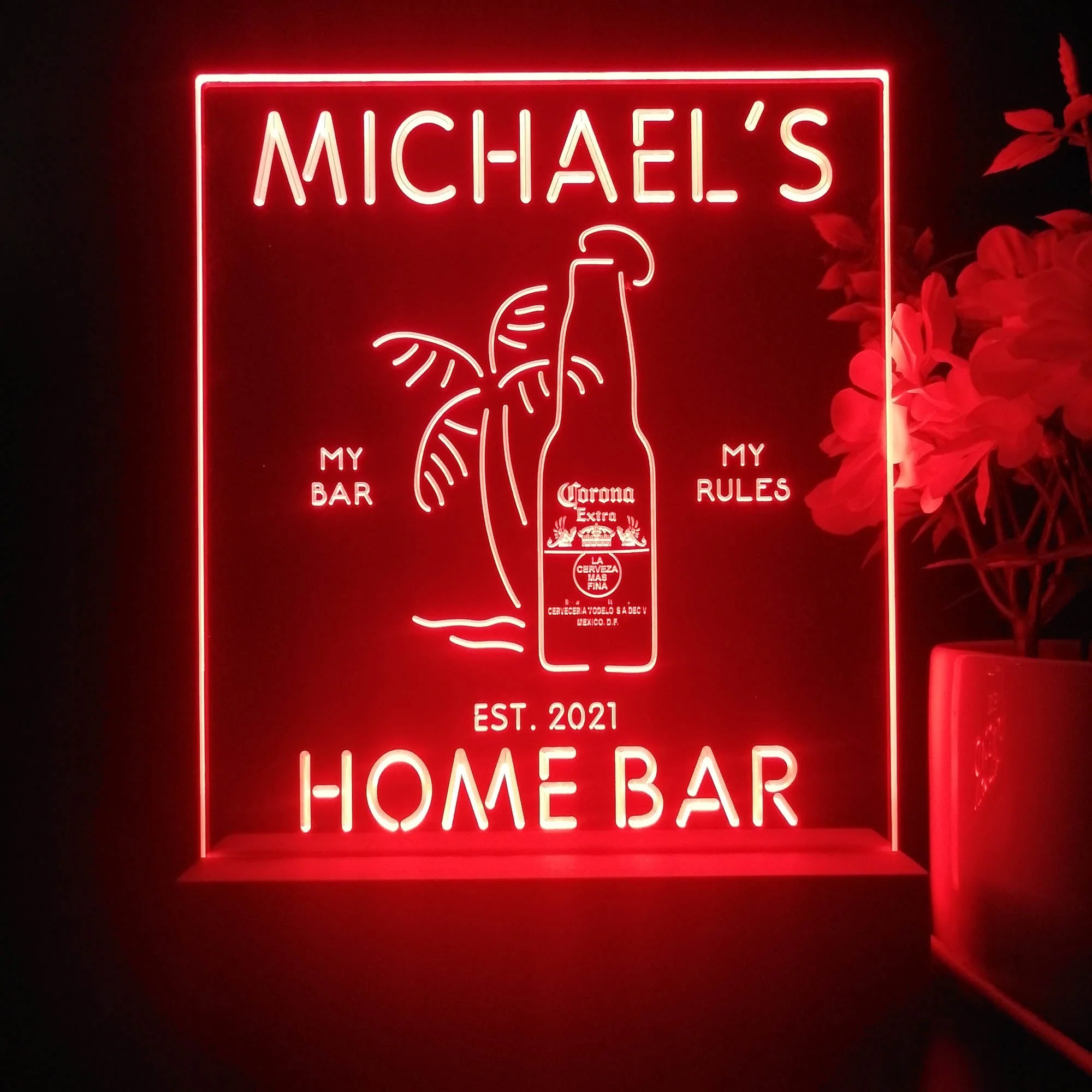 Personalized Corona Palm Tree Souvenir Neon LED Night Light Sign - Image 3