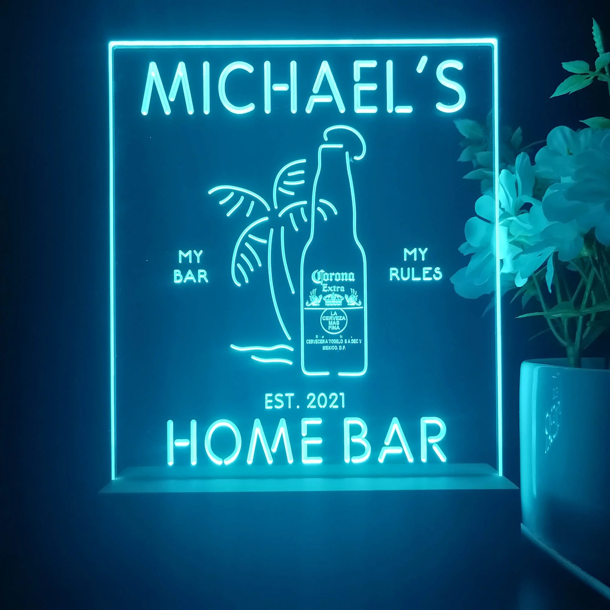 Personalized Corona Palm Tree Souvenir Neon LED Night Light Sign - Image 4