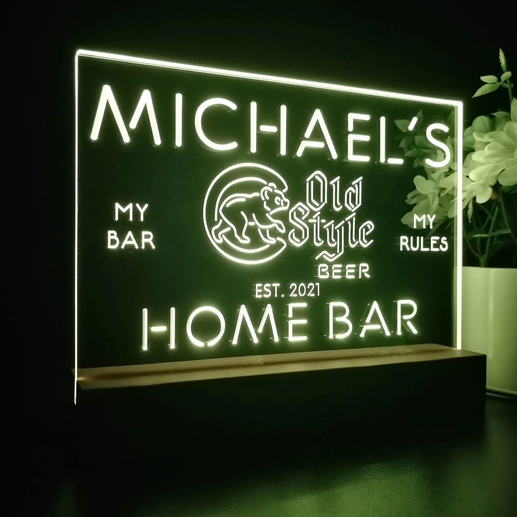 Personalized Chicago Cubs Old Style Souvenir Neon LED Night Light Sign - Image 7