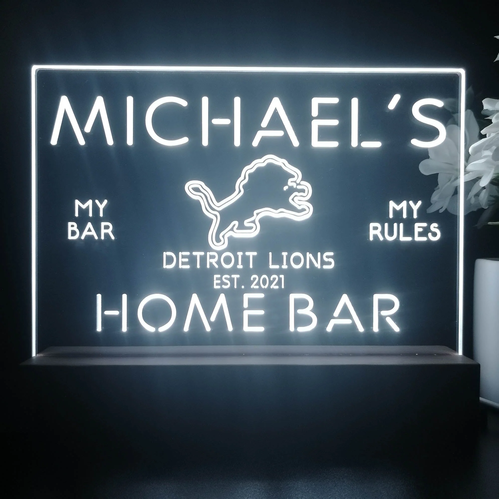 Personalized Detroit Lions Souvenir Neon LED Night Light Sign - Image 4