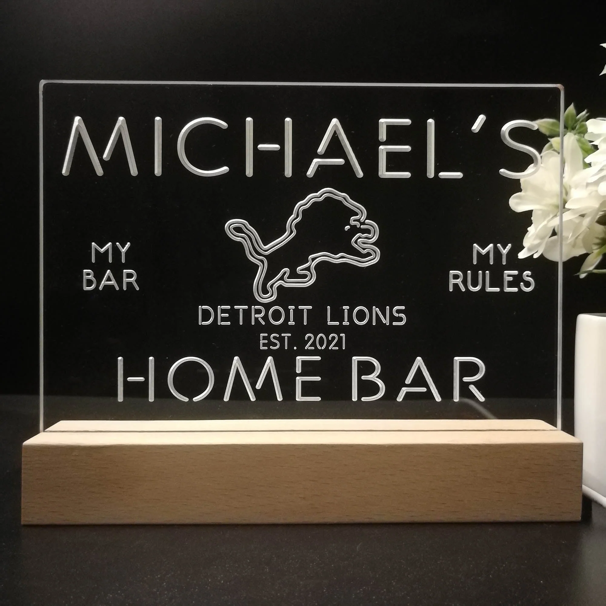 Personalized Detroit Lions Souvenir Neon LED Night Light Sign - Image 8