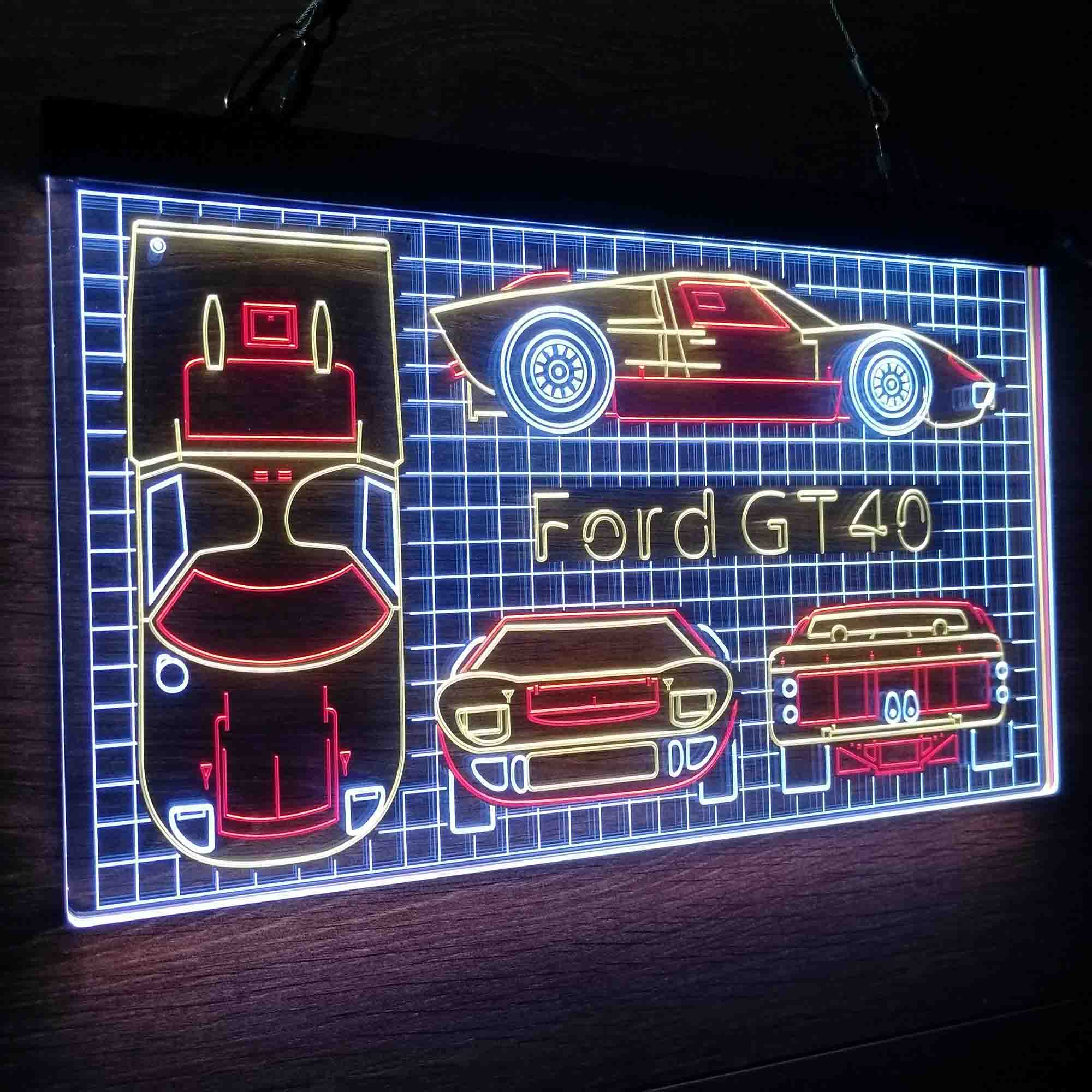 Custom Ford GT40 Car Garage Blueprint Neon LED Sign 3 Colors - Image 10