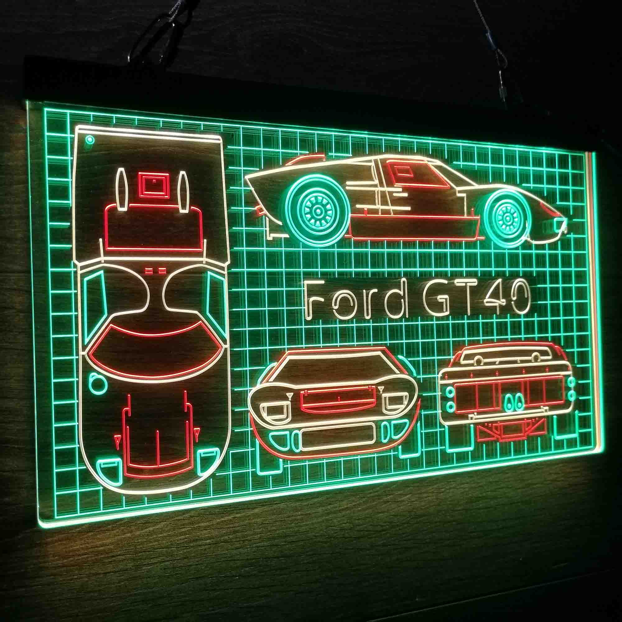 Custom Ford GT40 Car Garage Blueprint Neon LED Sign 3 Colors - Image 8