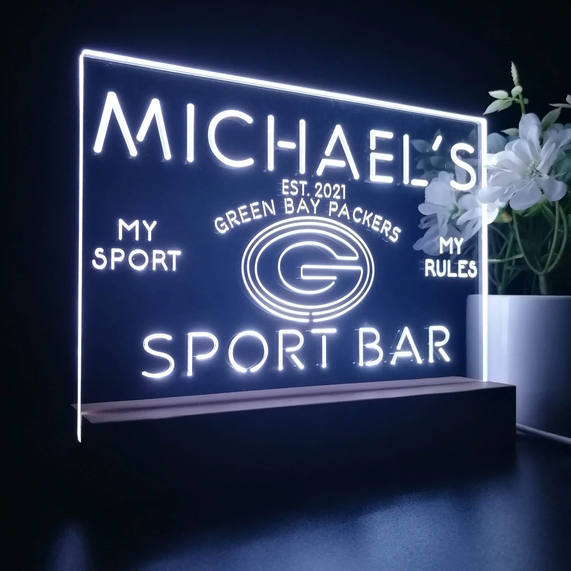 Personalized Green Bay Packers Souvenir Neon LED Night Light Sign - Image 6
