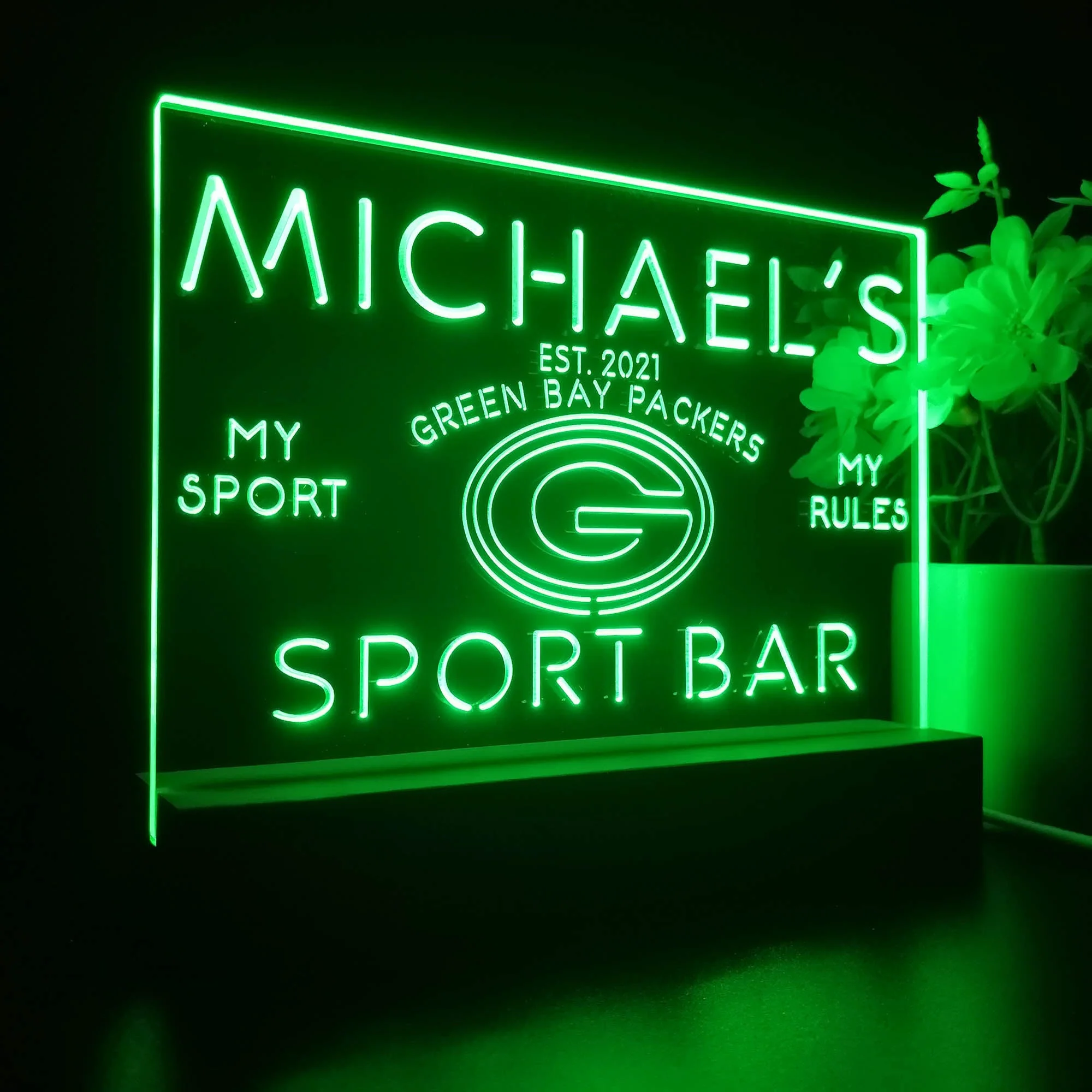 Personalized Green Bay Packers Souvenir Neon LED Night Light Sign - Image 7