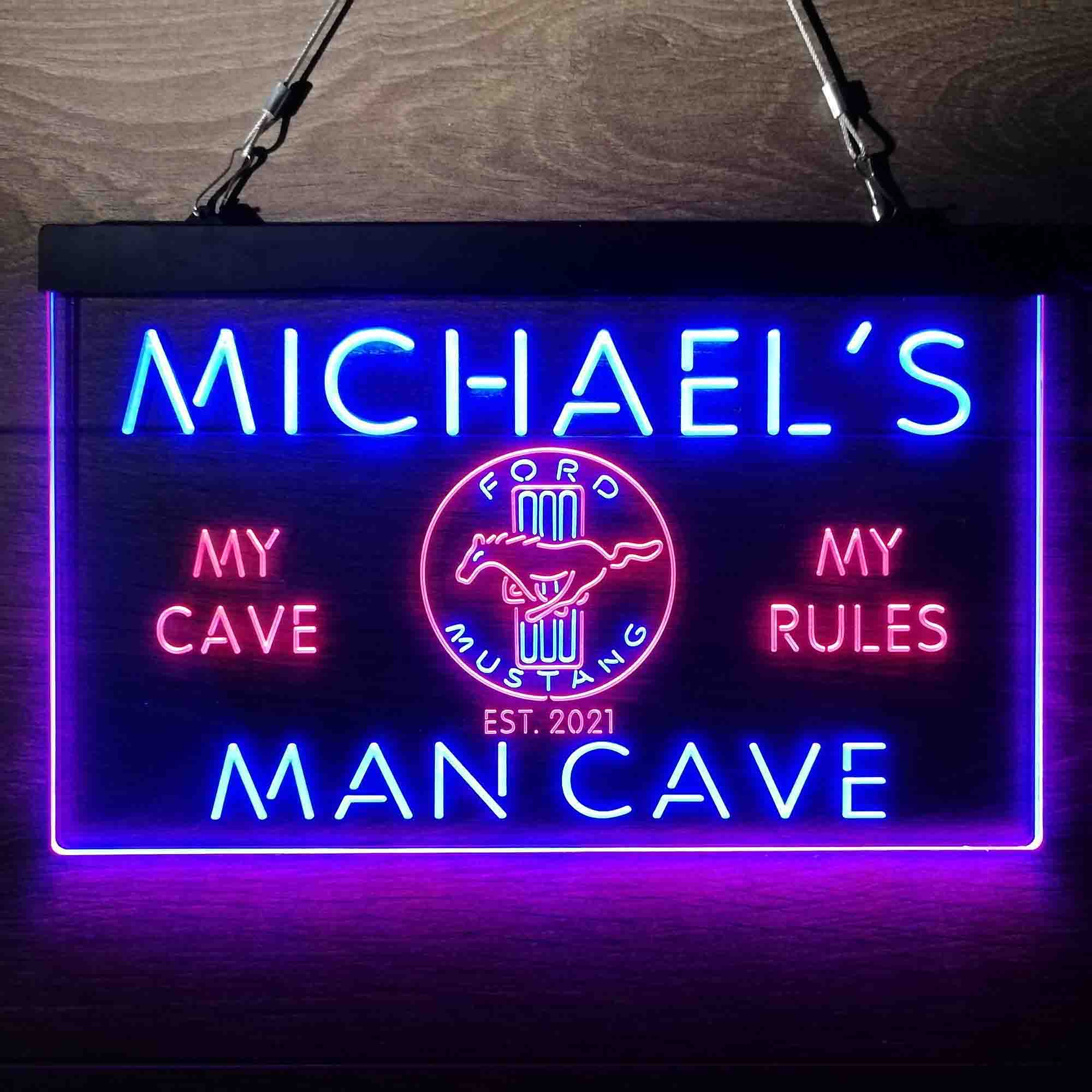 Custom Name Ford Mustang Horse Car Bar Neon-Like LED Sign