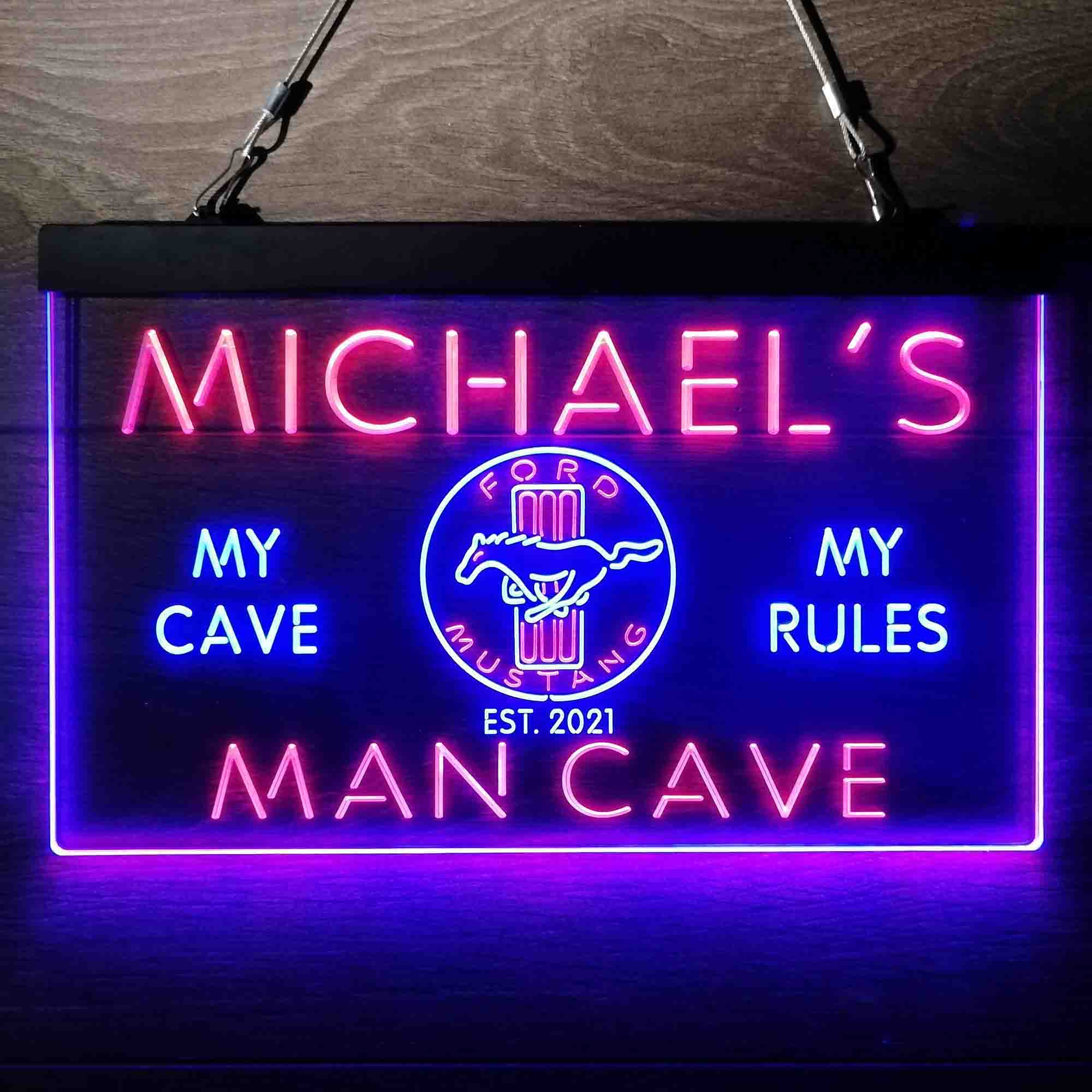 Custom Name Ford Mustang Horse Car Bar Neon-Like LED Sign - Image 2