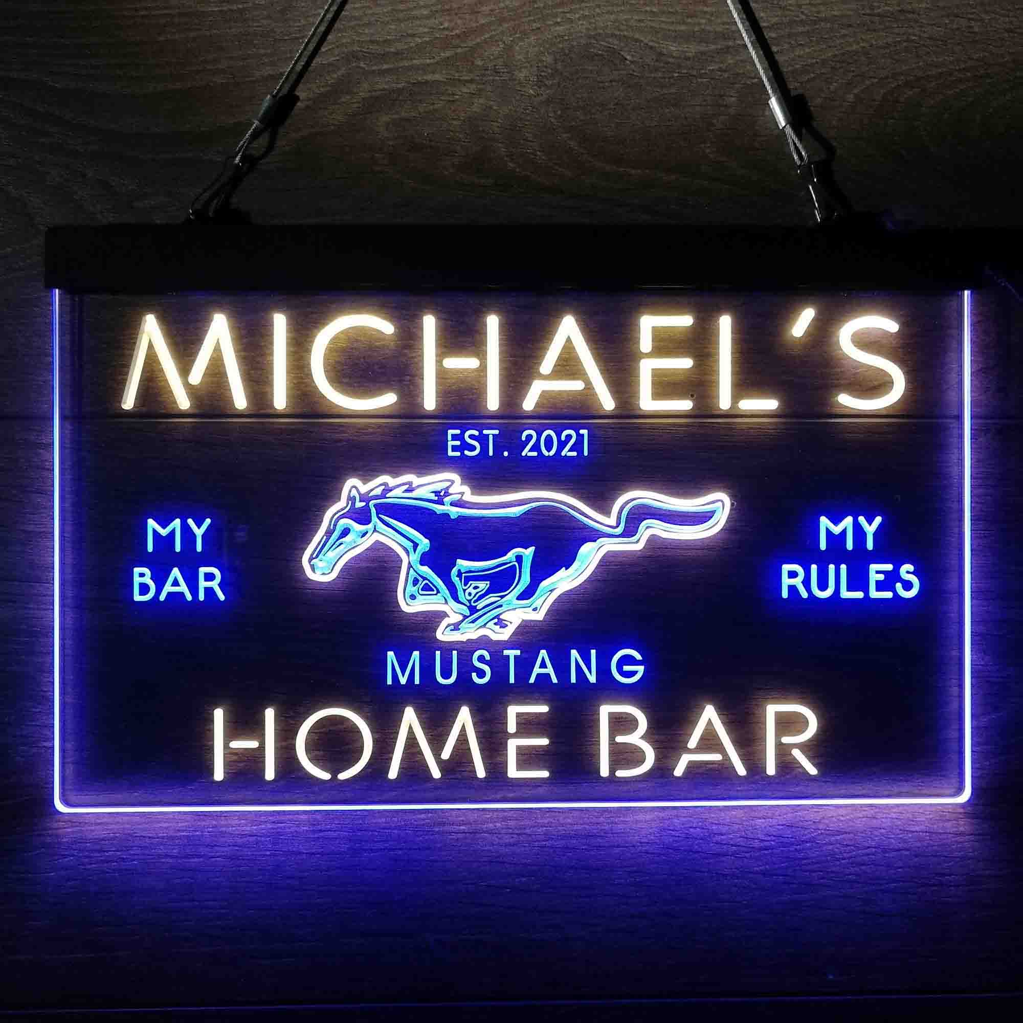 Personalized Mustang Ford Bar Neon-Like LED Sign