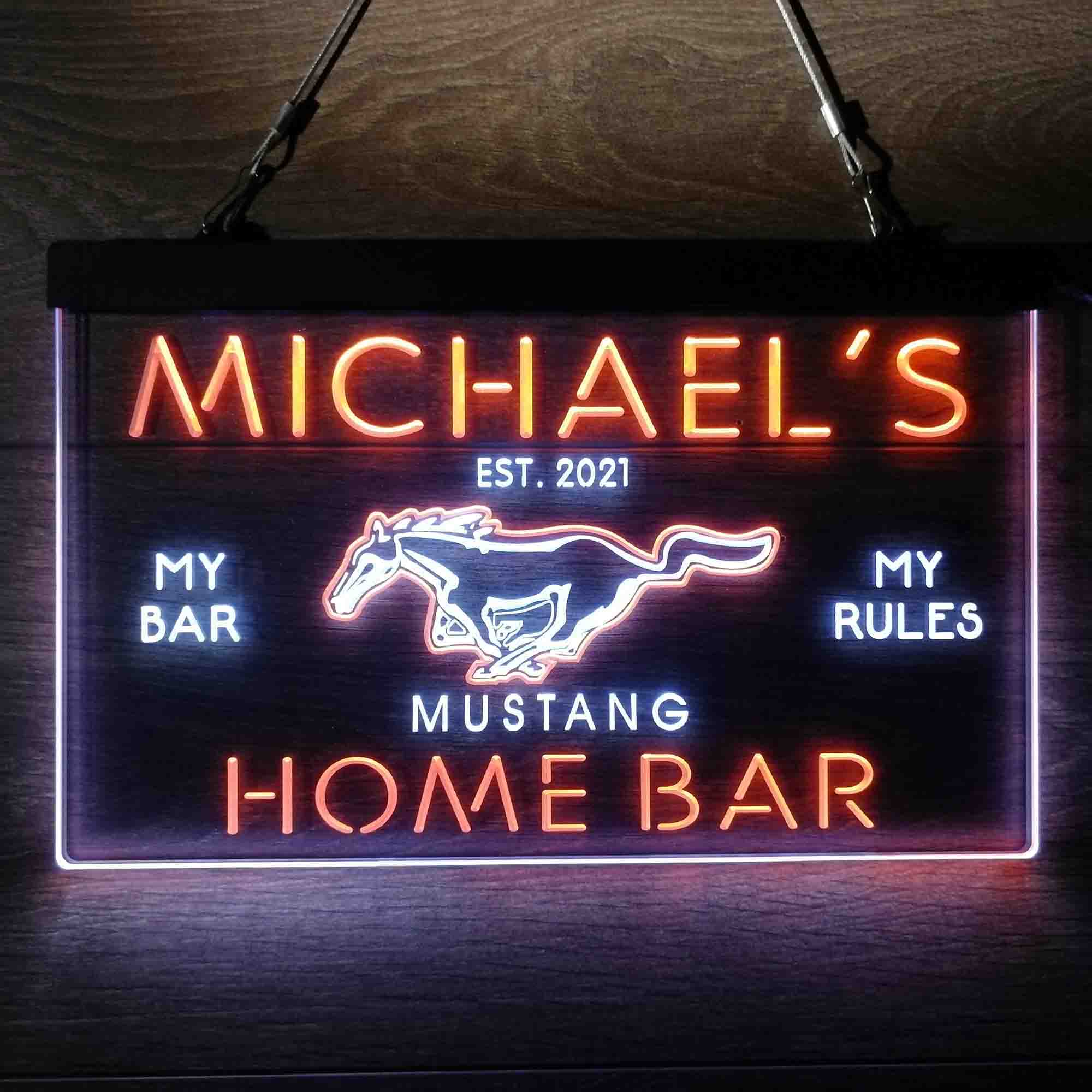 Personalized Mustang Ford Bar Neon-Like LED Sign - Image 2