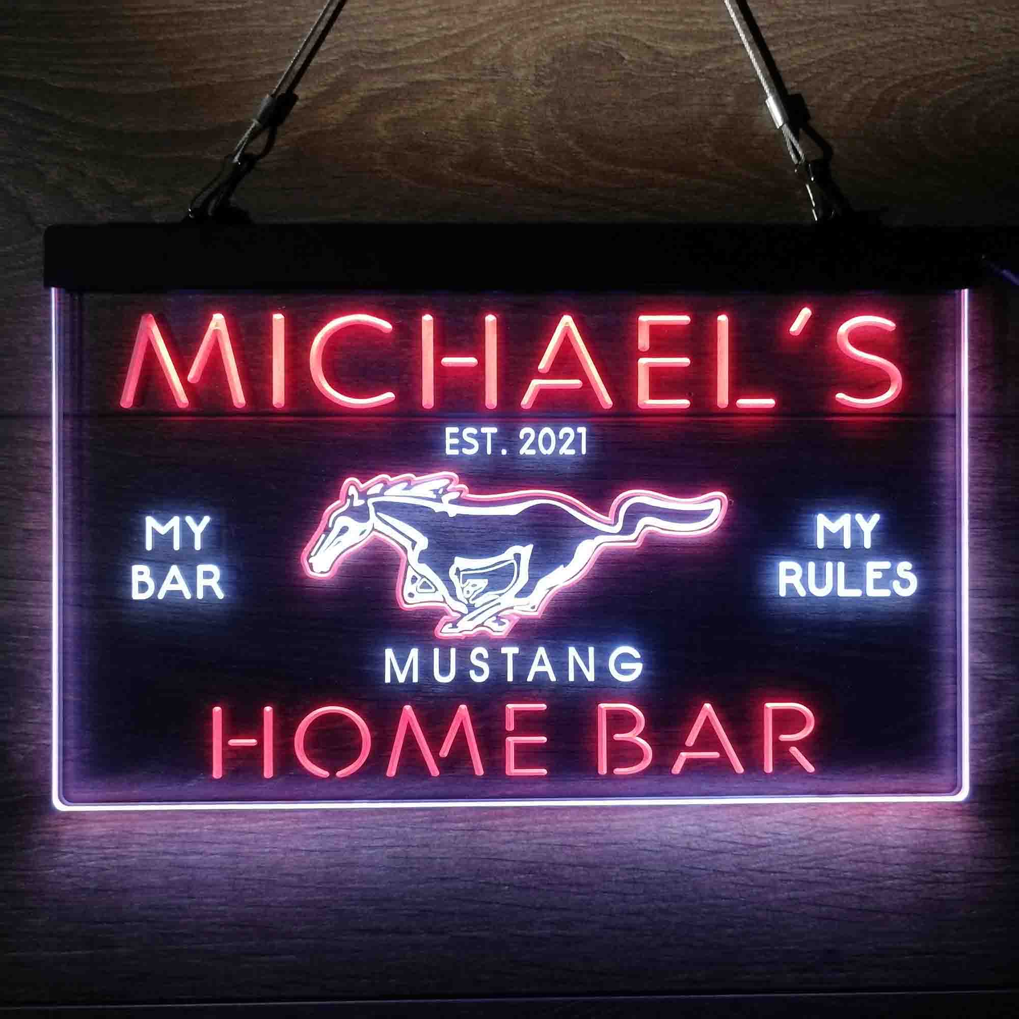 Personalized Mustang Ford Bar Neon-Like LED Sign - Image 3