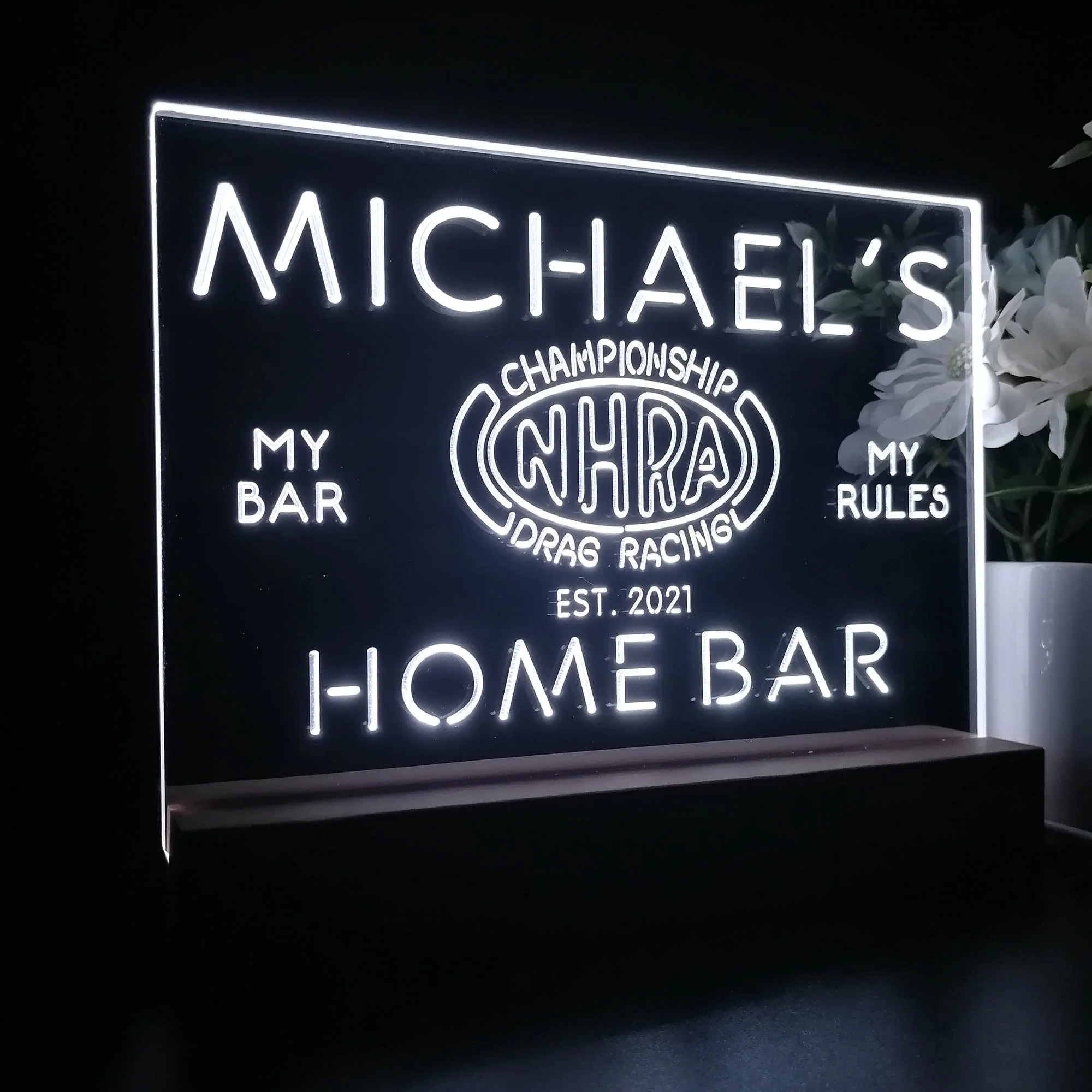 Personalized NHRA Drags Racing Souvenir Neon LED Night Light Sign - Image 6