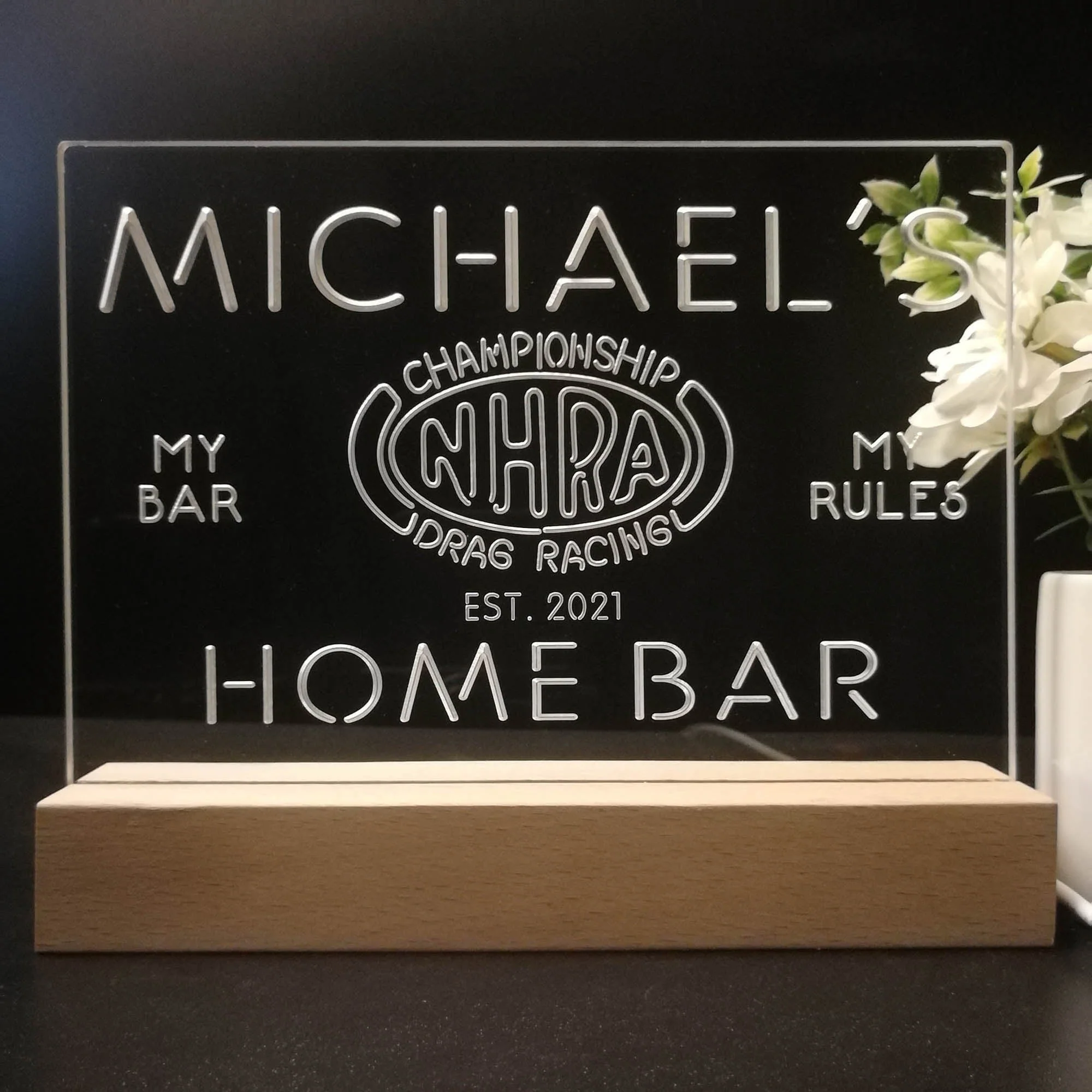 Personalized NHRA Drags Racing Souvenir Neon LED Night Light Sign - Image 8