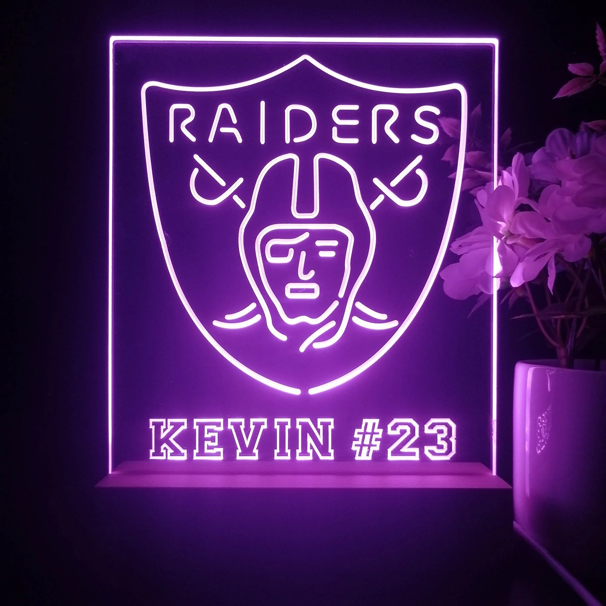Personalized Las Vegas Raiders Souvenir Neon LED Night Light Sign - Image 3