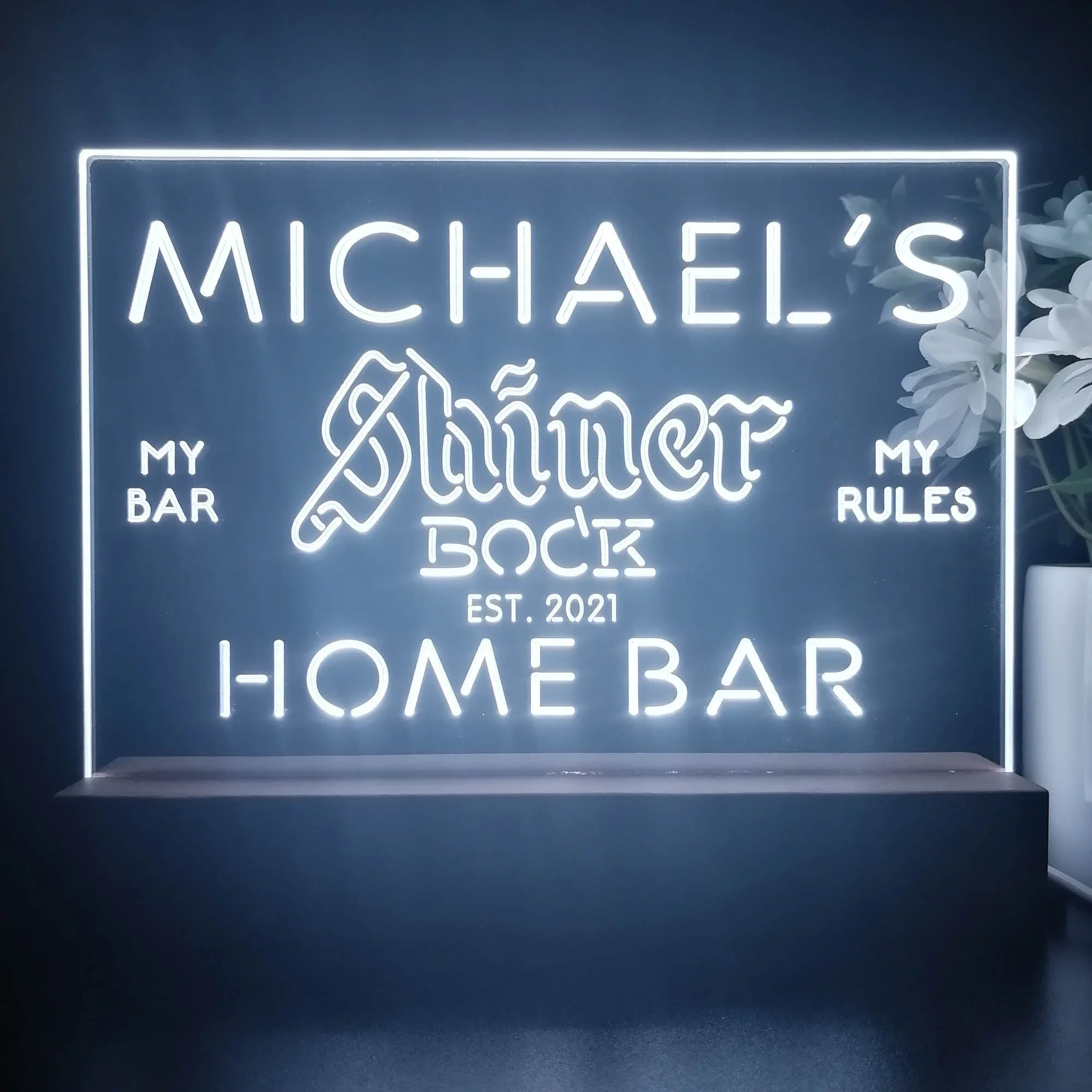 Personalized Shiner Bock Souvenir Neon LED Night Light Sign - Image 4