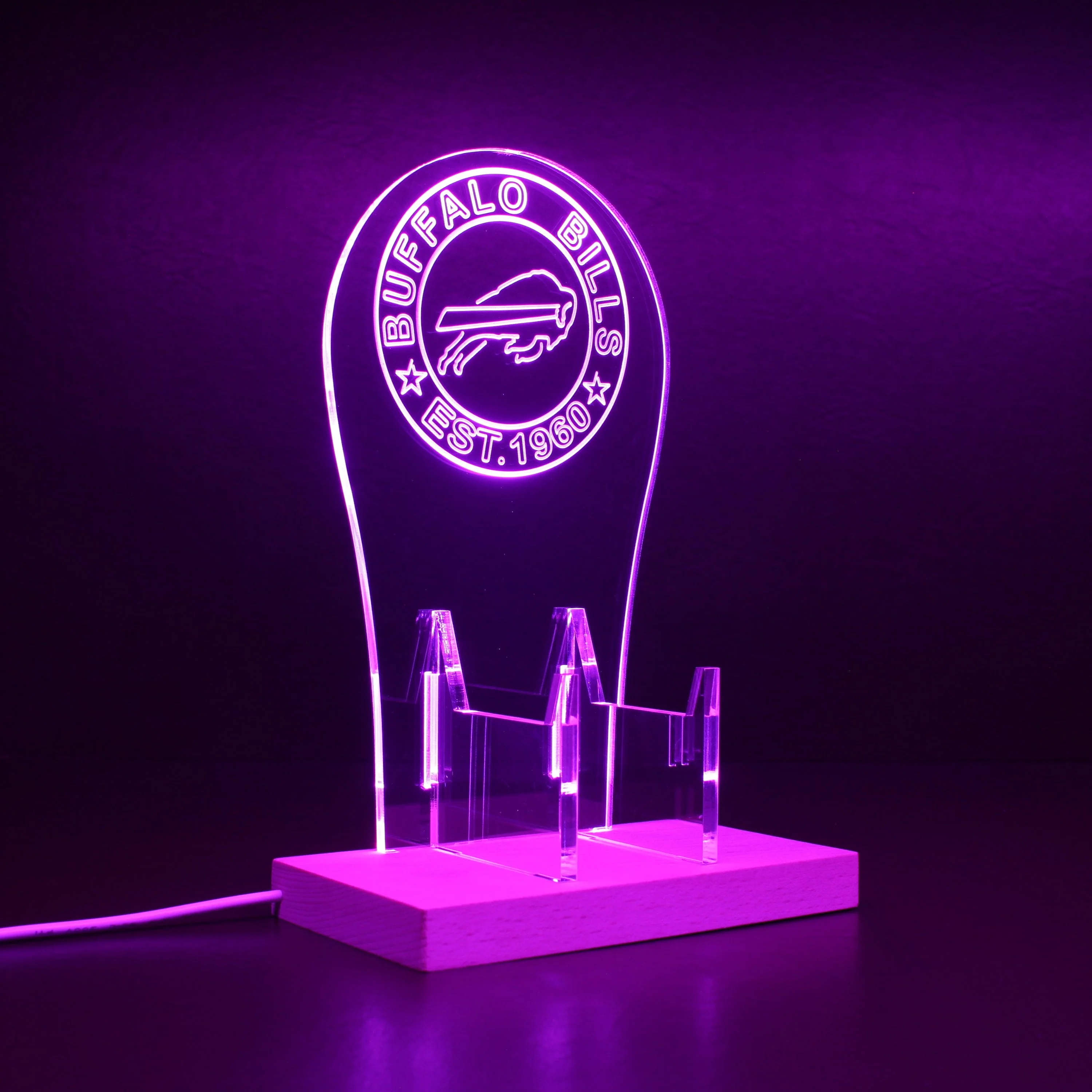 Custom Your Sport Team Buffalo Bills Est. 1960 RGB LED Gaming Headset Controller Stand - Image 6