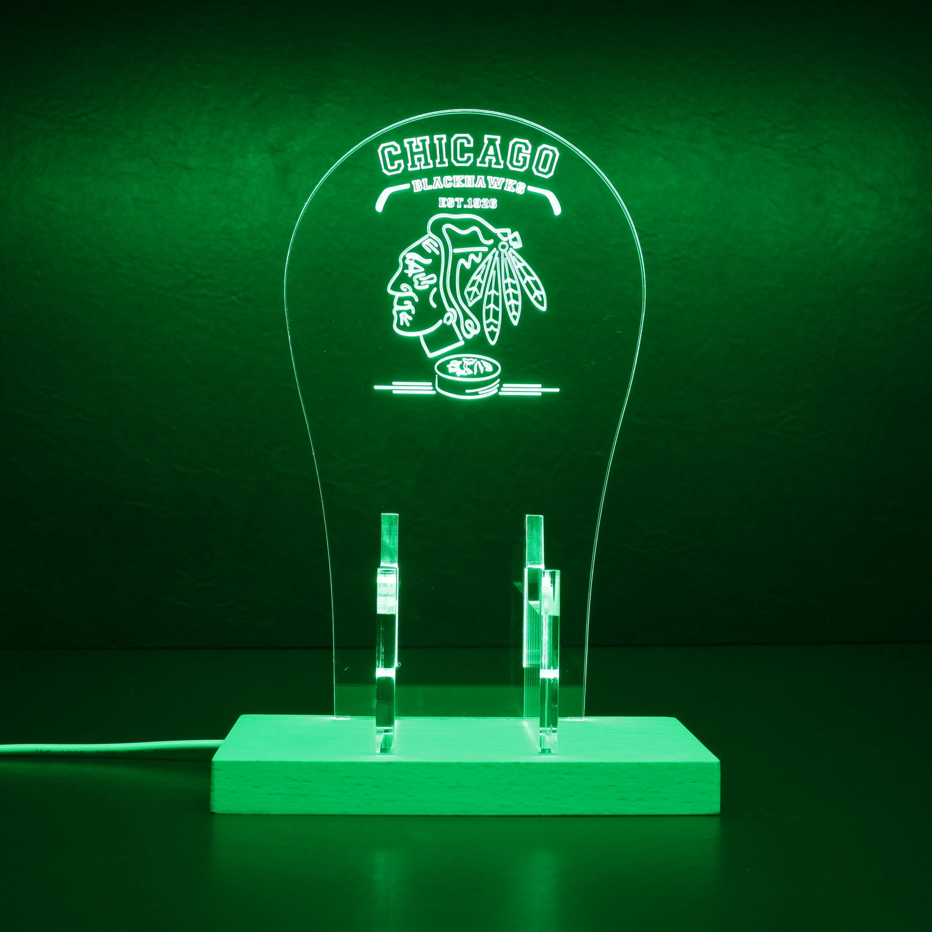 Custom Your Sport Team Chicago Blackhawks Est. 1926 RGB LED Gaming Headset Controller Stand - Image 3