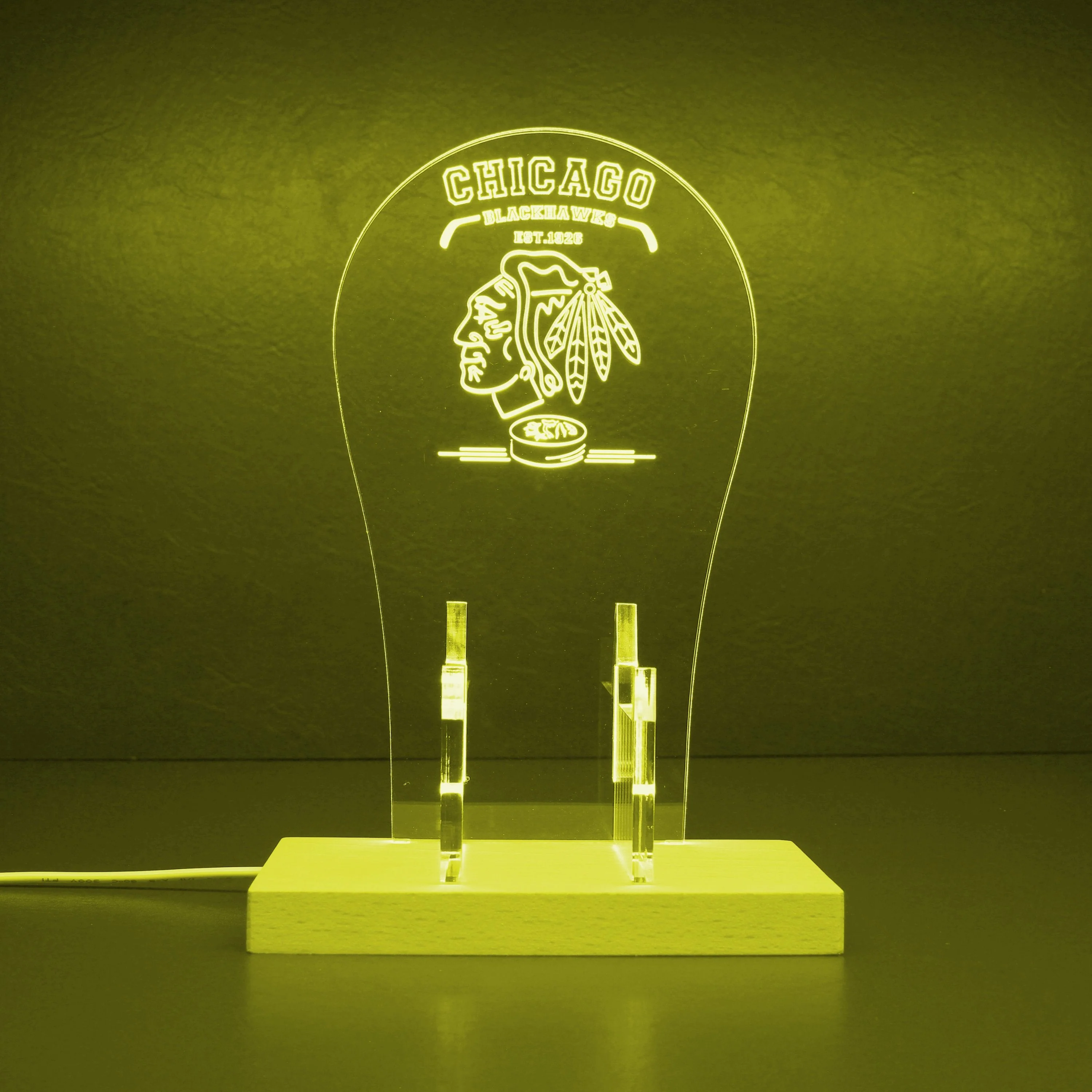 Custom Your Sport Team Chicago Blackhawks Est. 1926 RGB LED Gaming Headset Controller Stand - Image 4