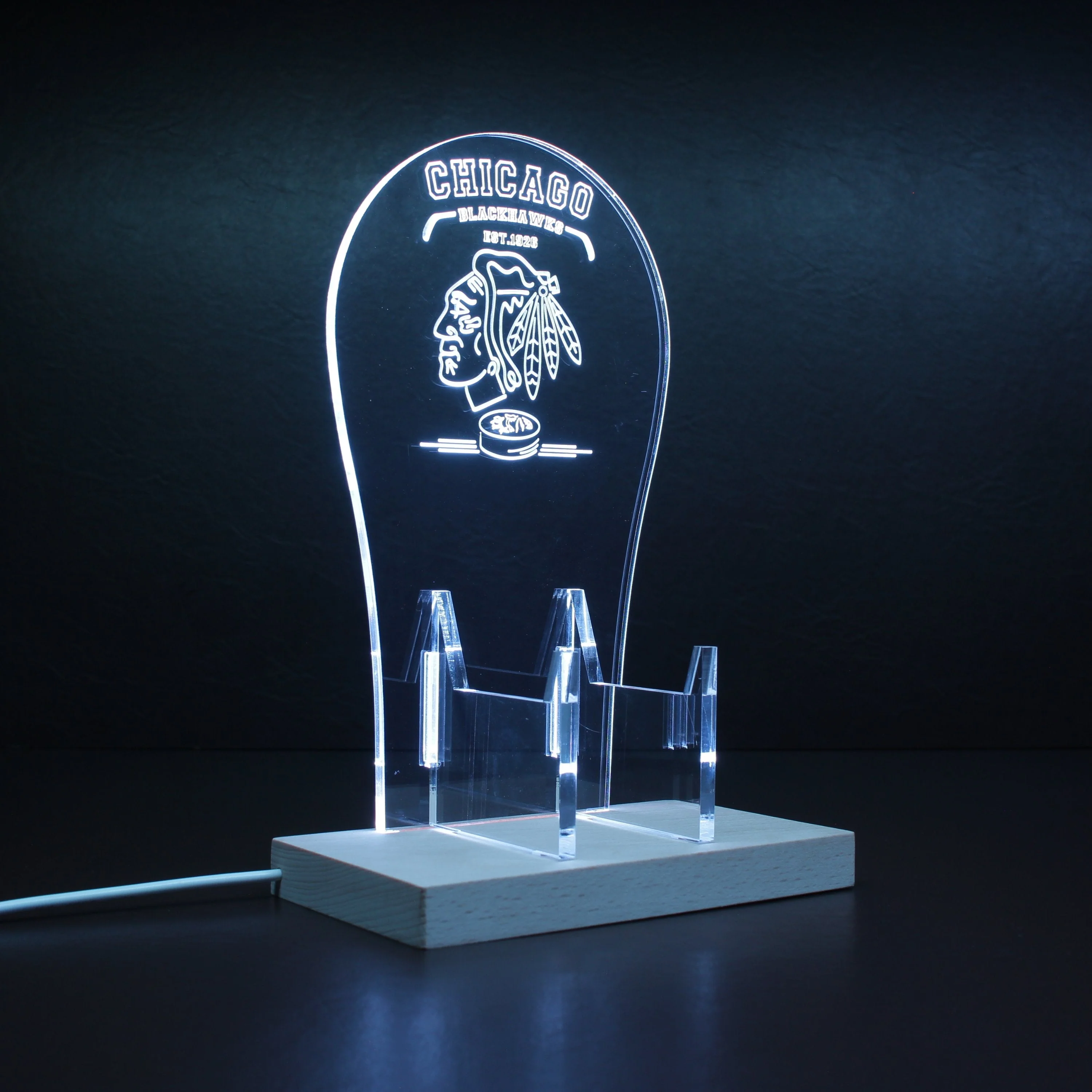 Custom Your Sport Team Chicago Blackhawks Est. 1926 RGB LED Gaming Headset Controller Stand - Image 6