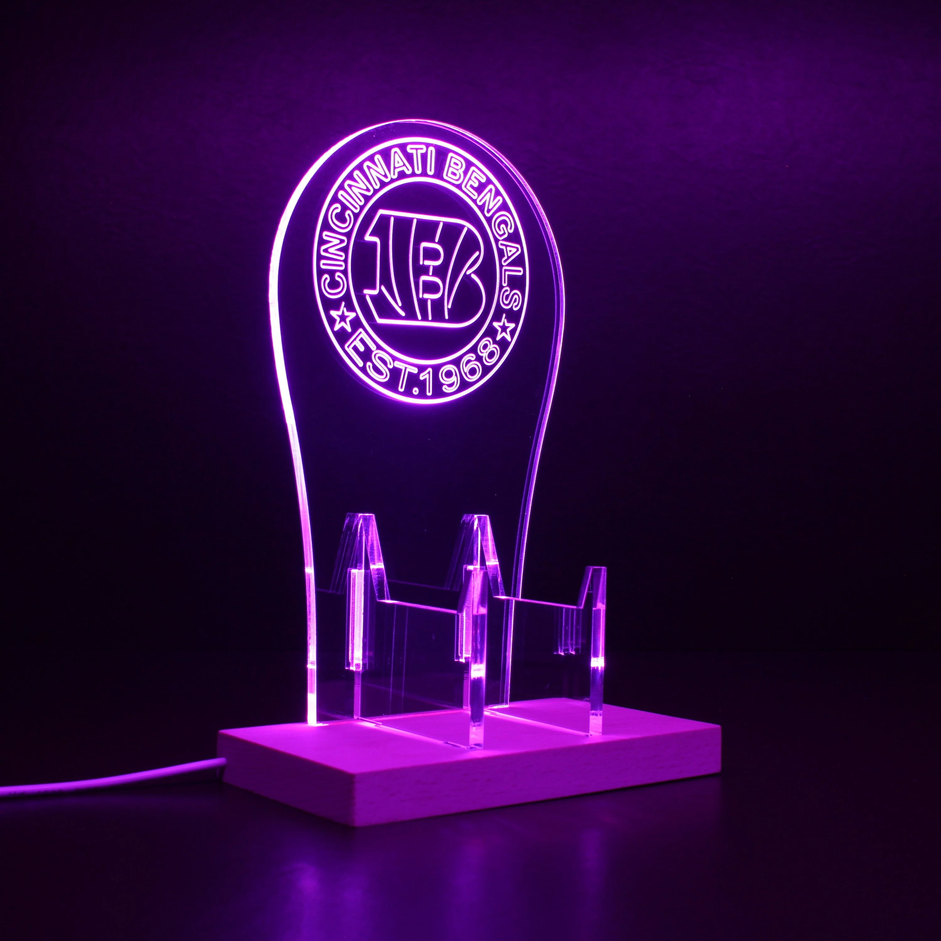 Custom Your Sport Team Cincinnati Bengals Est. 1968 RGB LED Gaming Headset Controller Stand - Image 7