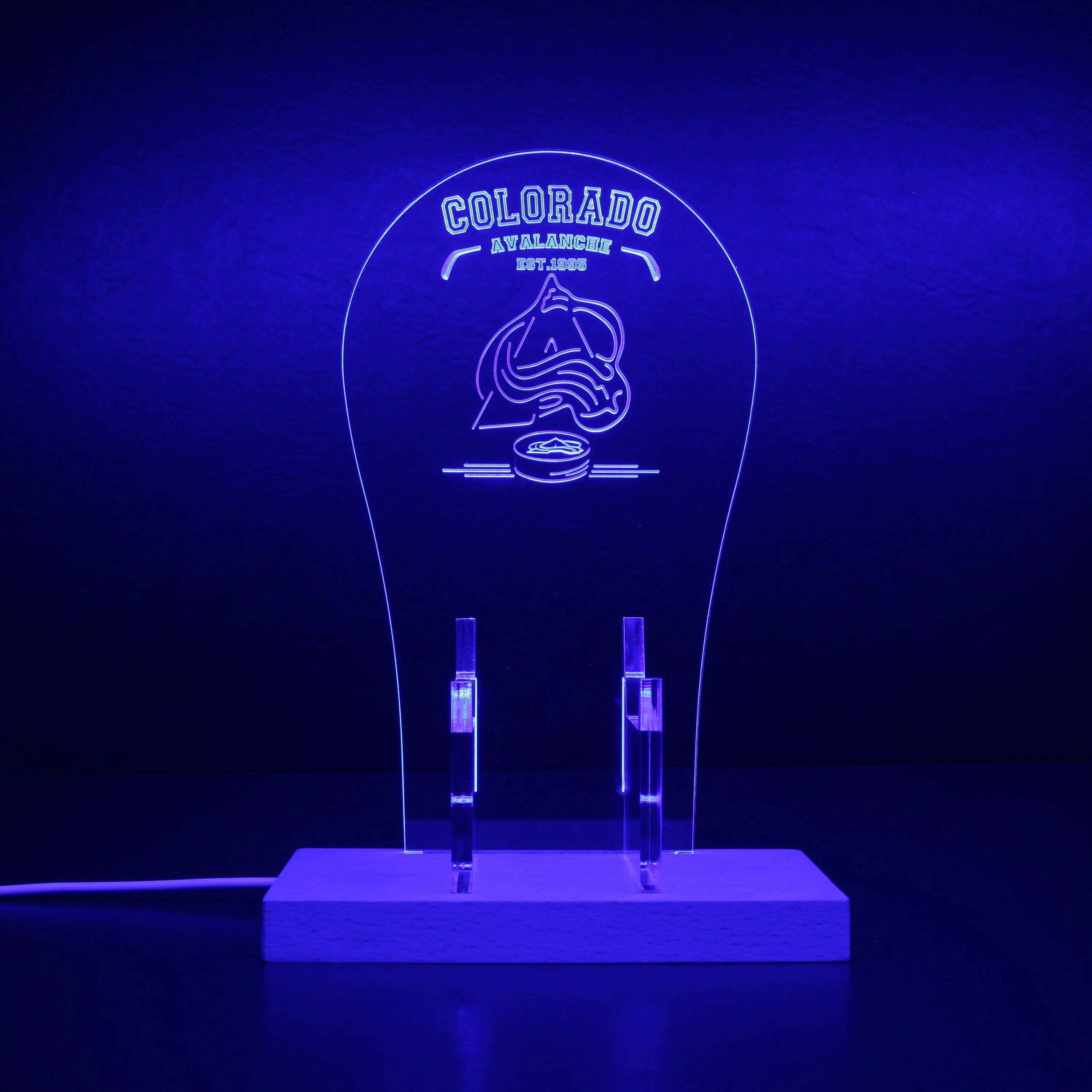 Custom Your Sport Team Colorado Avalanche Est. 1995 RGB LED Gaming Headset Controller Stand - Image 3