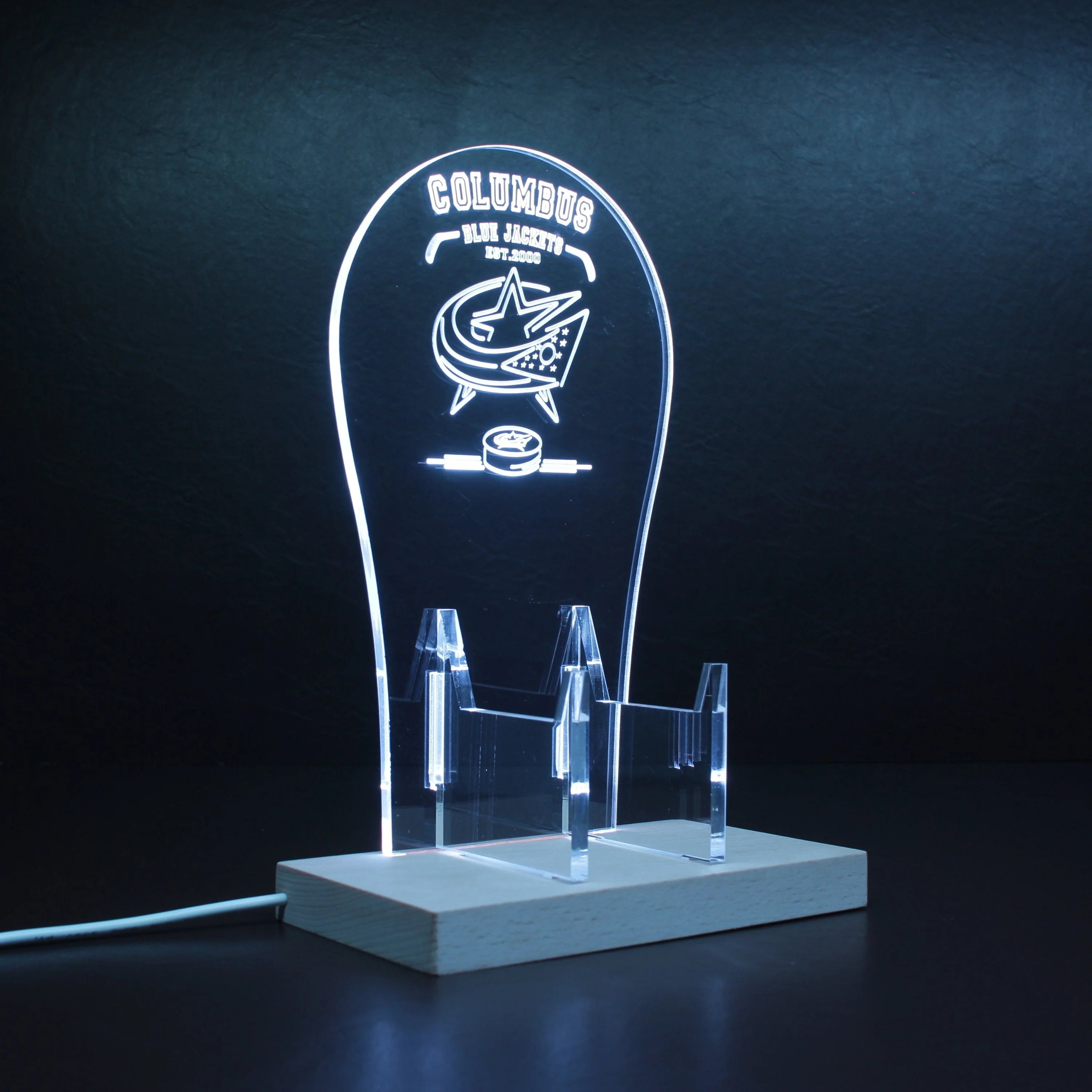 Custom Your Sport Team Columbus Blue Jackets Est. 2000 RGB LED Gaming Headset Controller Stand - Image 6