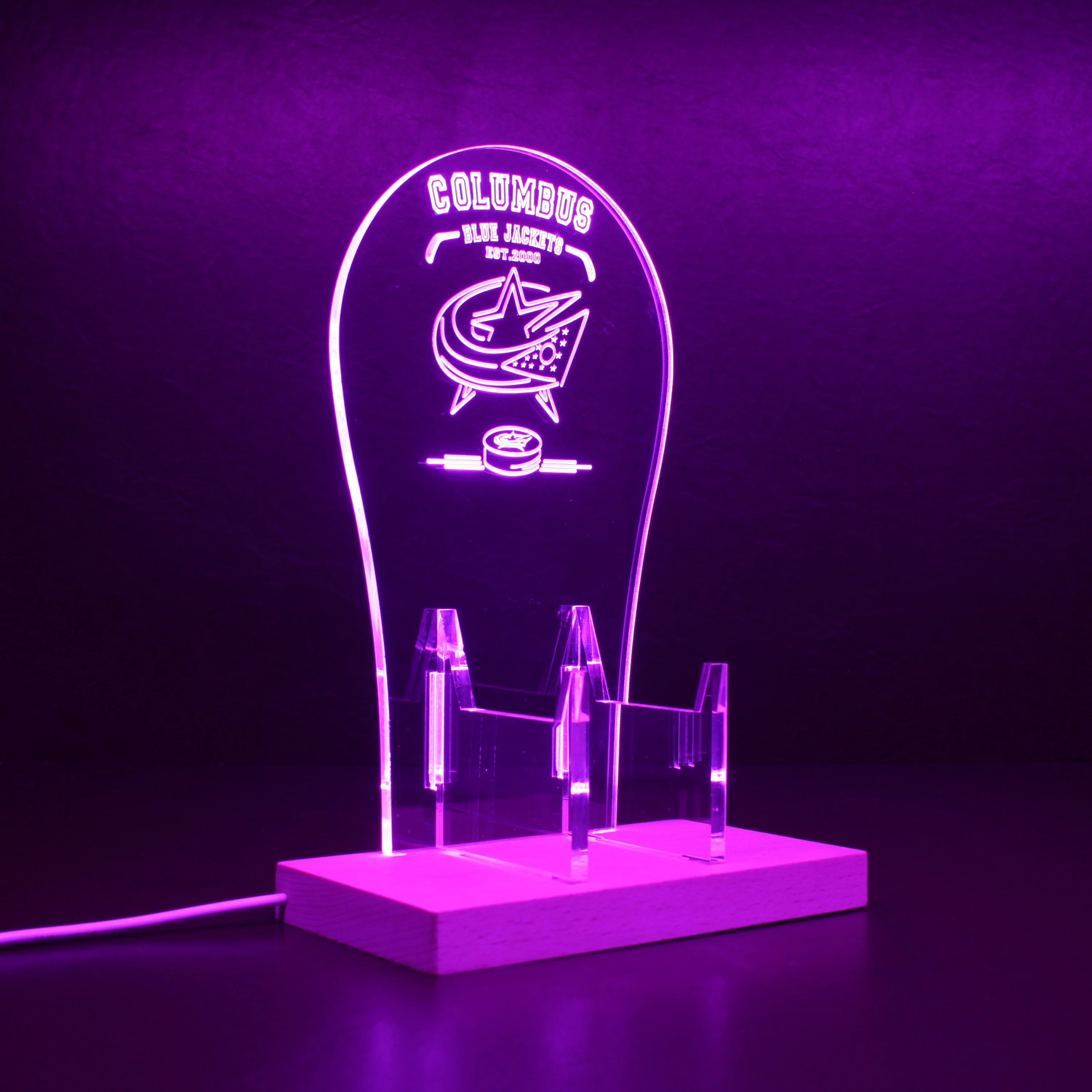 Custom Your Sport Team Columbus Blue Jackets Est. 2000 RGB LED Gaming Headset Controller Stand - Image 7