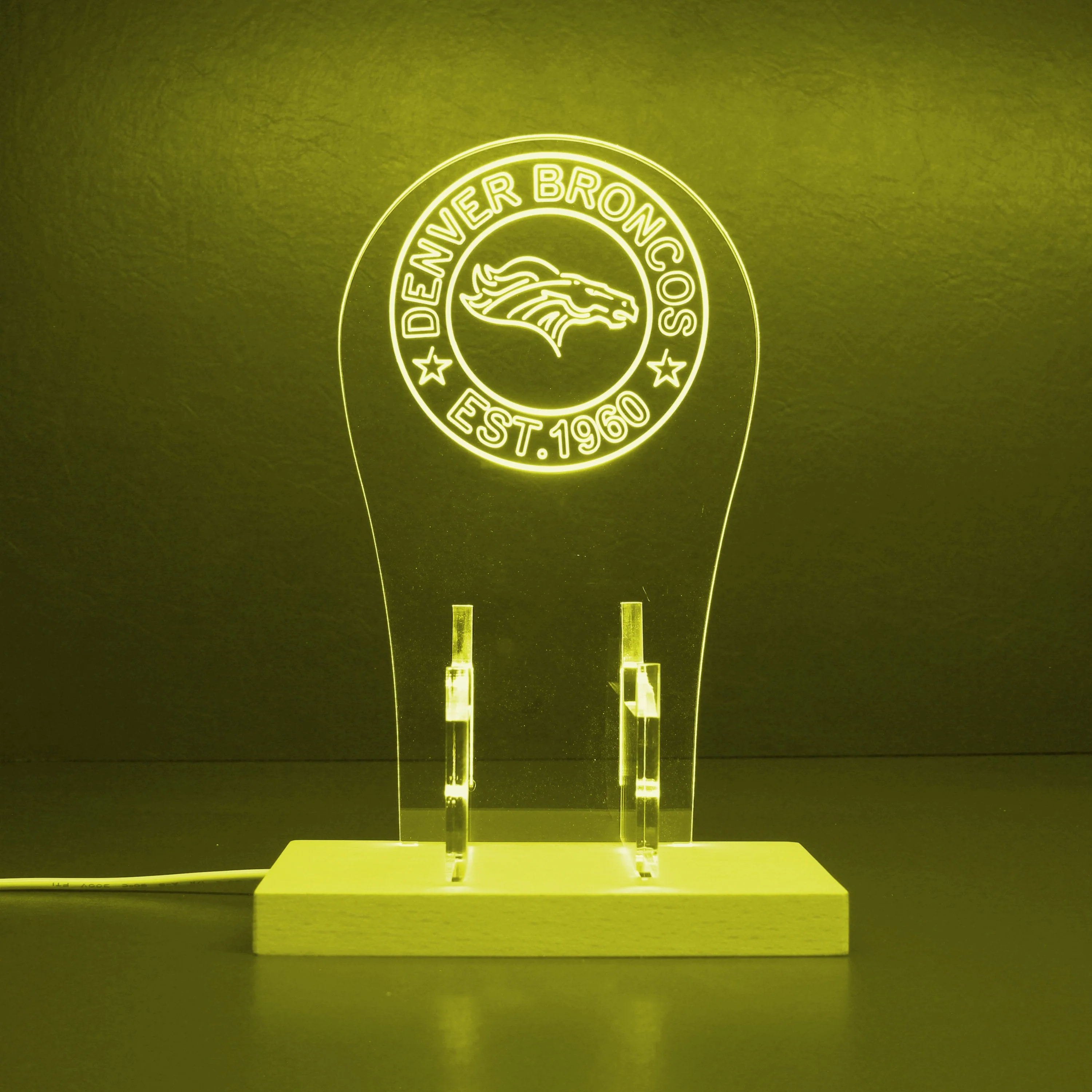 Custom Your Sport Team Denver Broncos Est. 1960 RGB LED Gaming Headset Controller Stand - Image 4