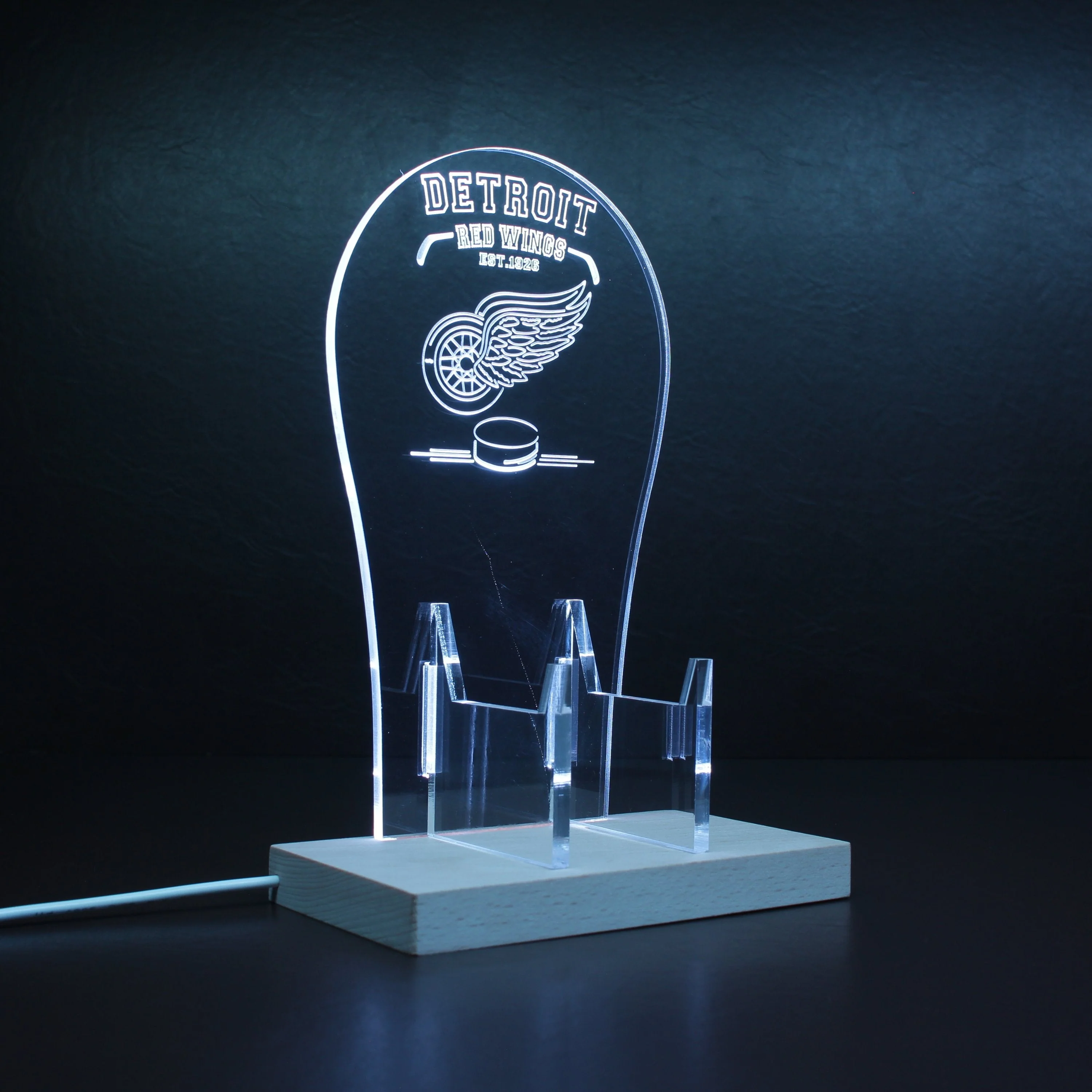 Custom Your Sport Team Detroit Red Wings Est. 1926 RGB LED Gaming Headset Controller Stand - Image 7