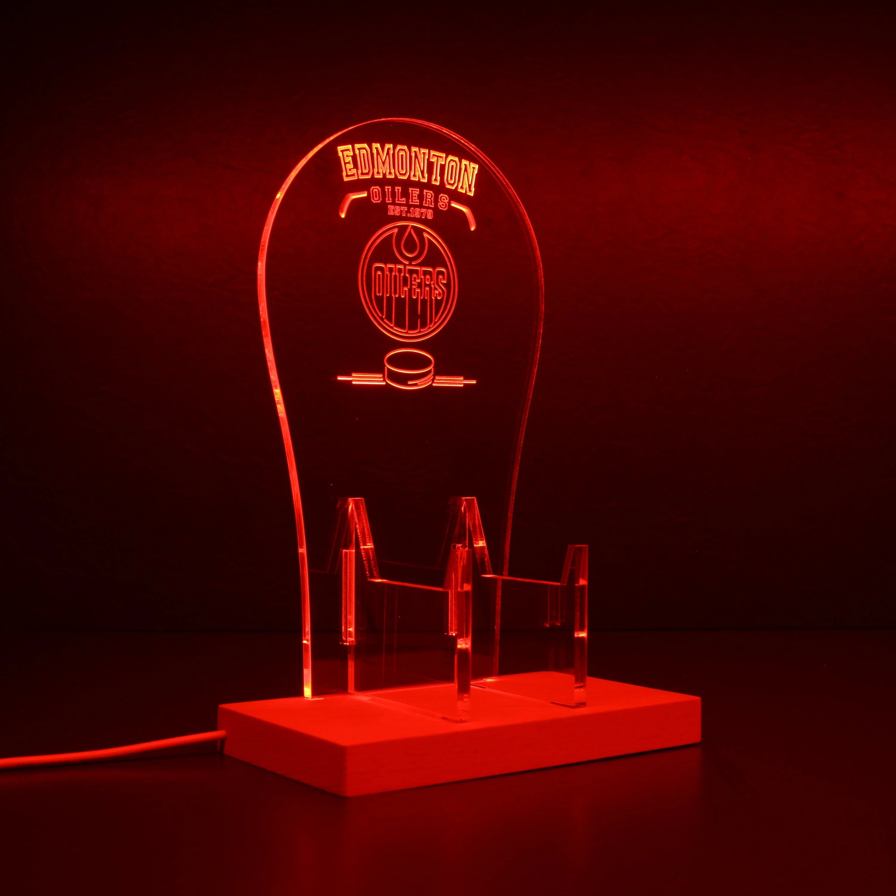 Custom Your Sport Team Edmonton Oilers Est. 1979 RGB LED Gaming Headset Controller Stand - Image 7