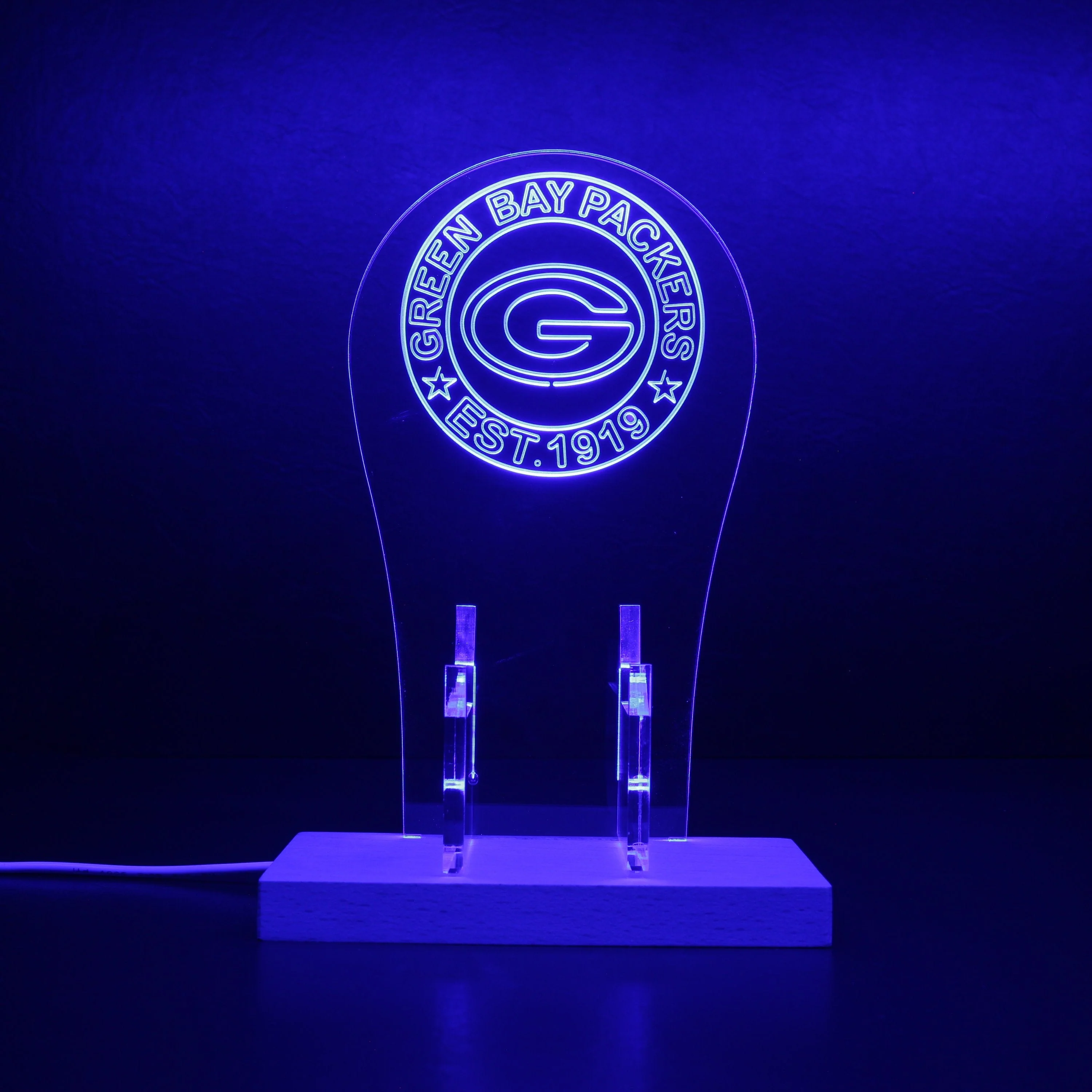 Custom Your Sport Team Green Bay Packers Est. 1919 RGB LED Gaming Headset Controller Stand - Image 4